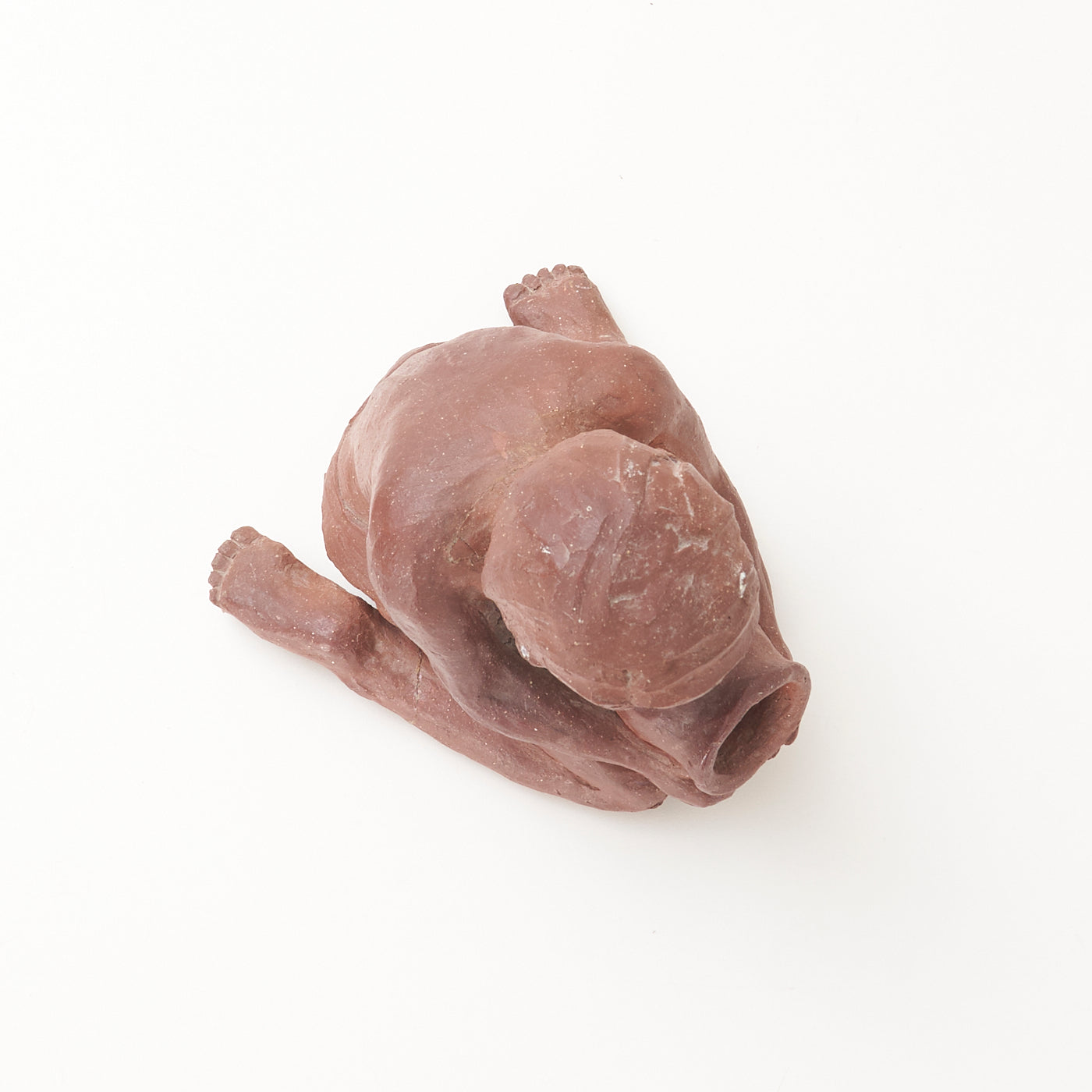 Red Clay Kneeling Child Figurine