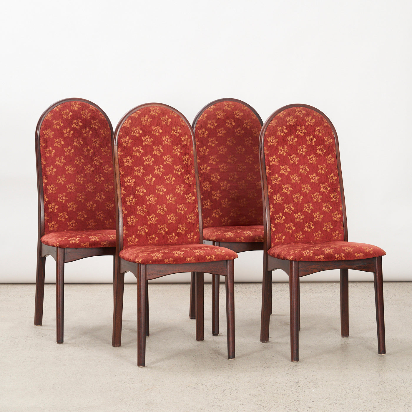 Set of 4 High Back Rosewood Dining Chairs by Svegards, Sweden