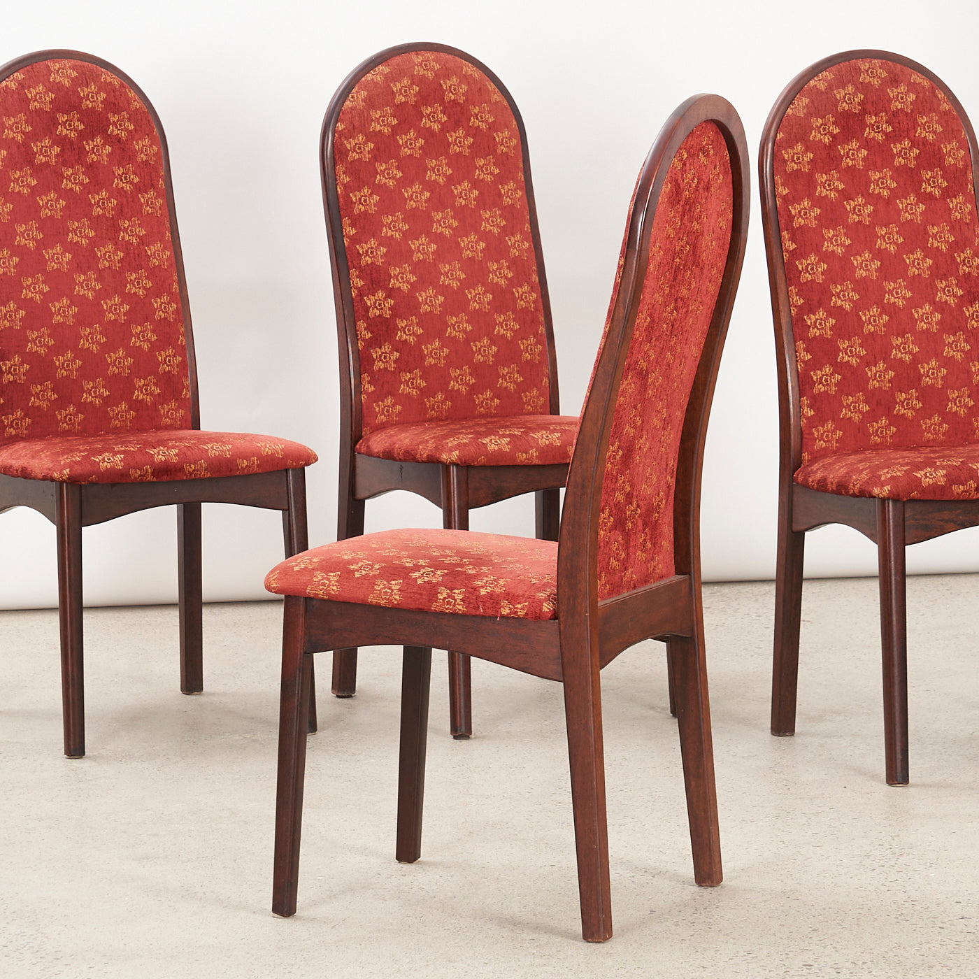 Set of 4 High Back Rosewood Dining Chairs by Svegards, Sweden