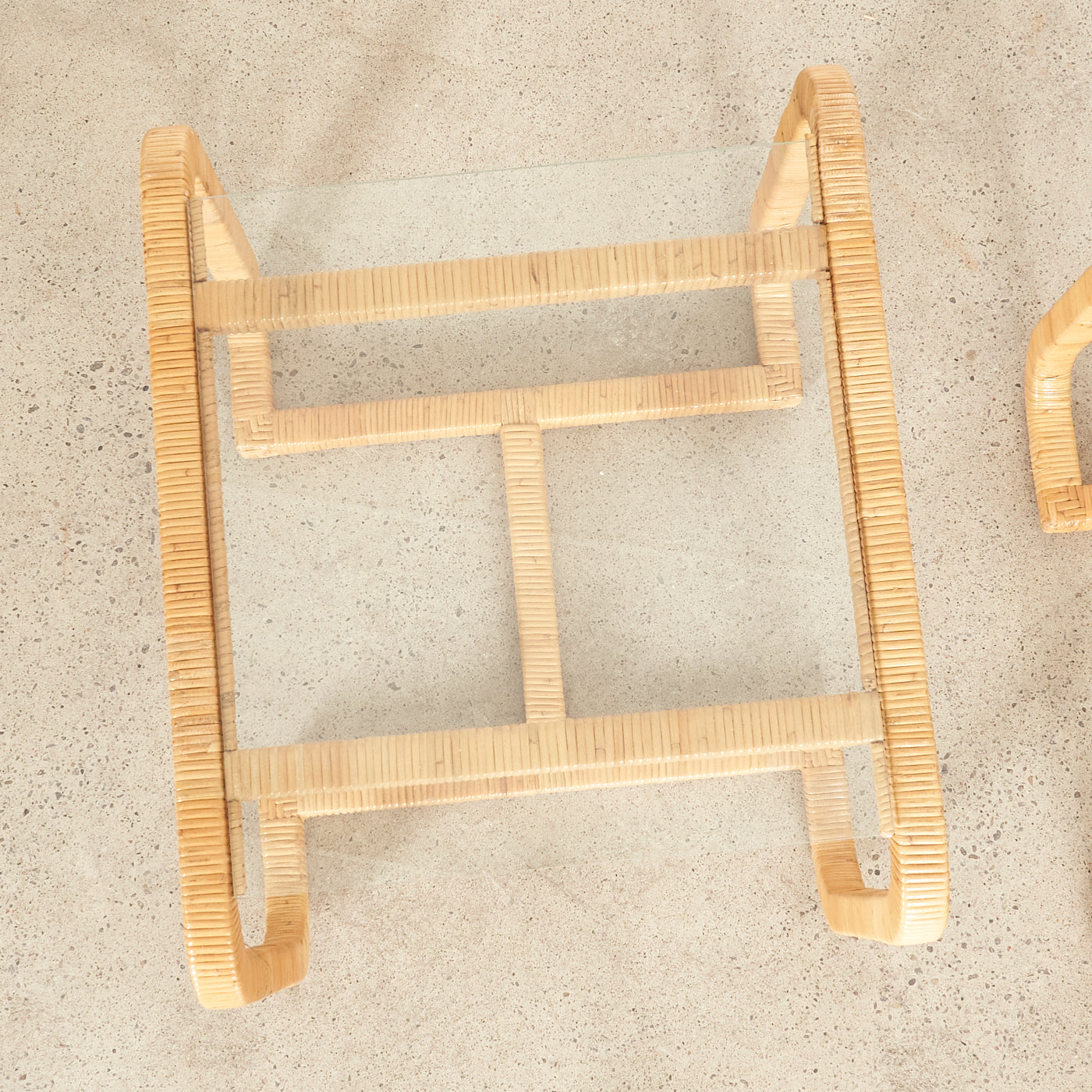 Pair of Vintage Rattan & Glass Side Tables