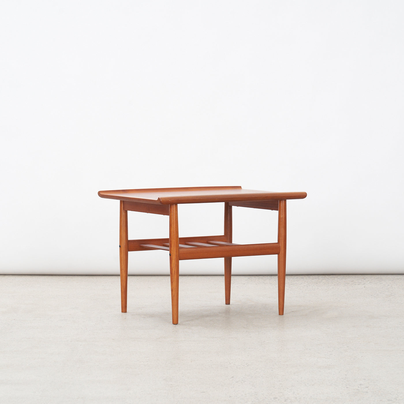 Teak Side Table w/ Slatted Shelf