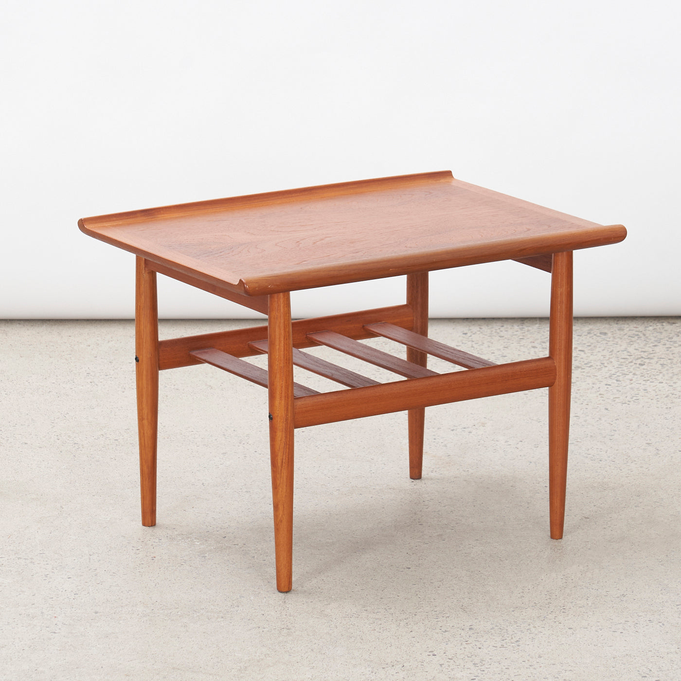 Teak Side Table w/ Slatted Shelf