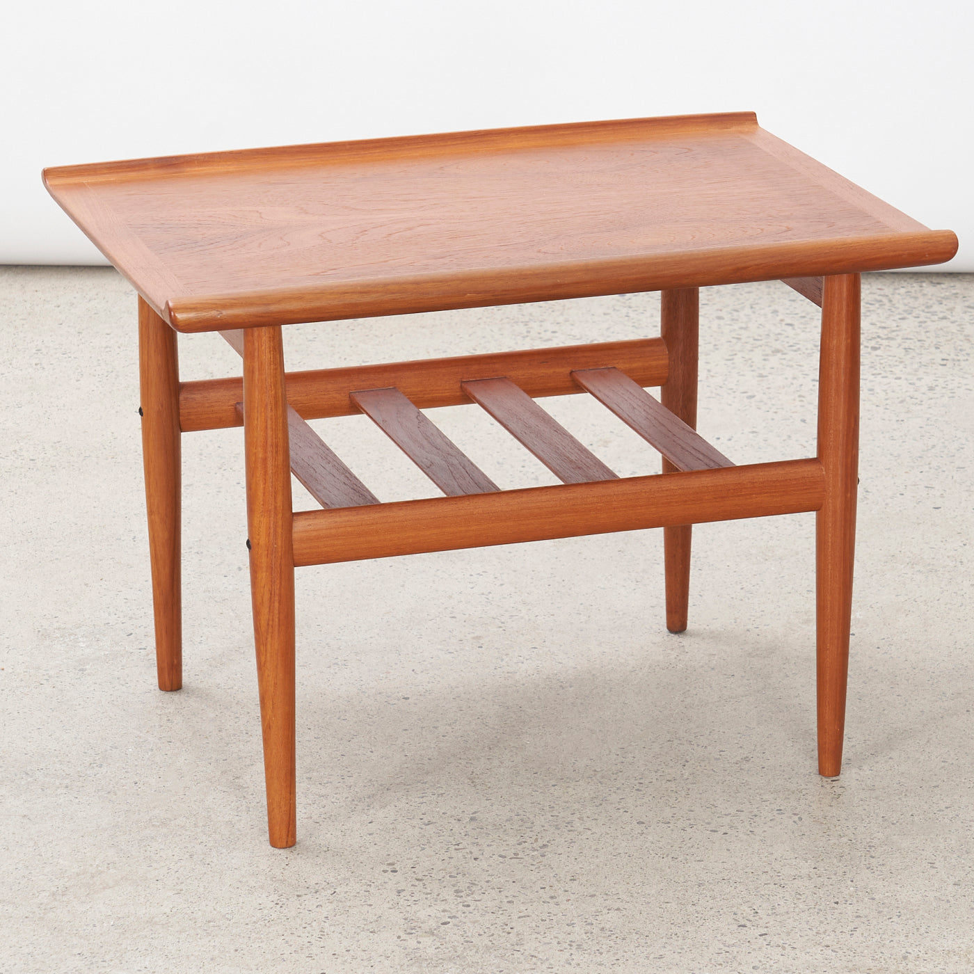 Teak Side Table w/ Slatted Shelf