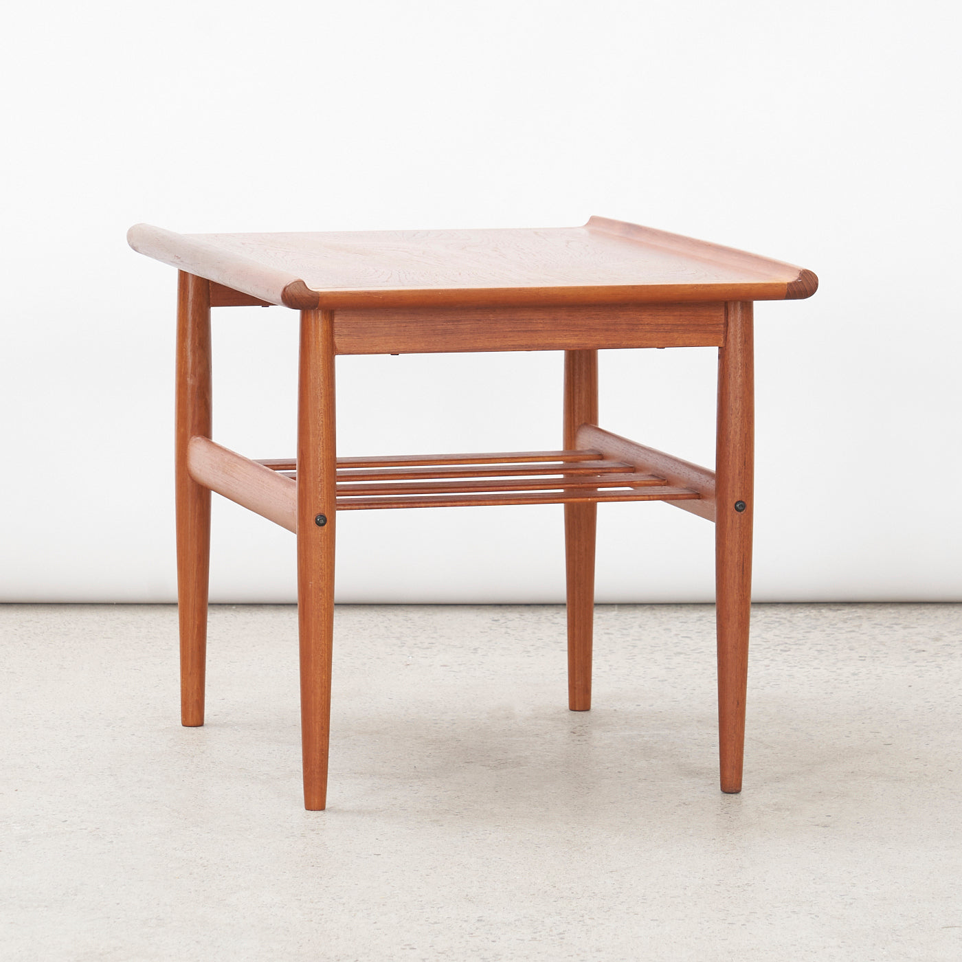 Teak Side Table w/ Slatted Shelf