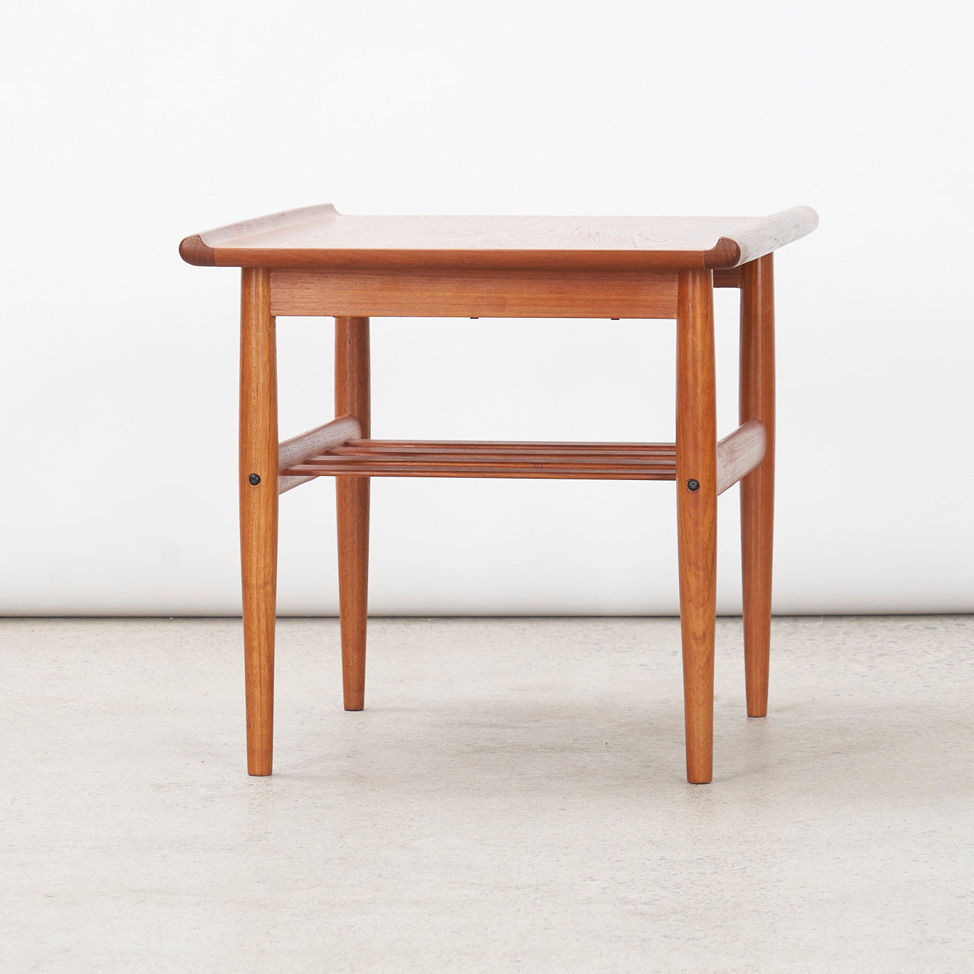 Teak Side Table w/ Slatted Shelf