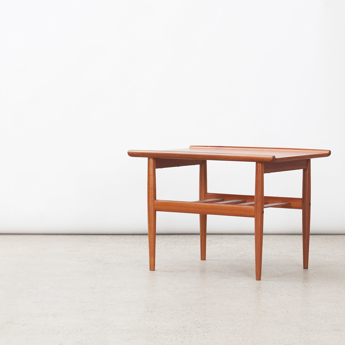 Teak Side Table w/ Slatted Shelf