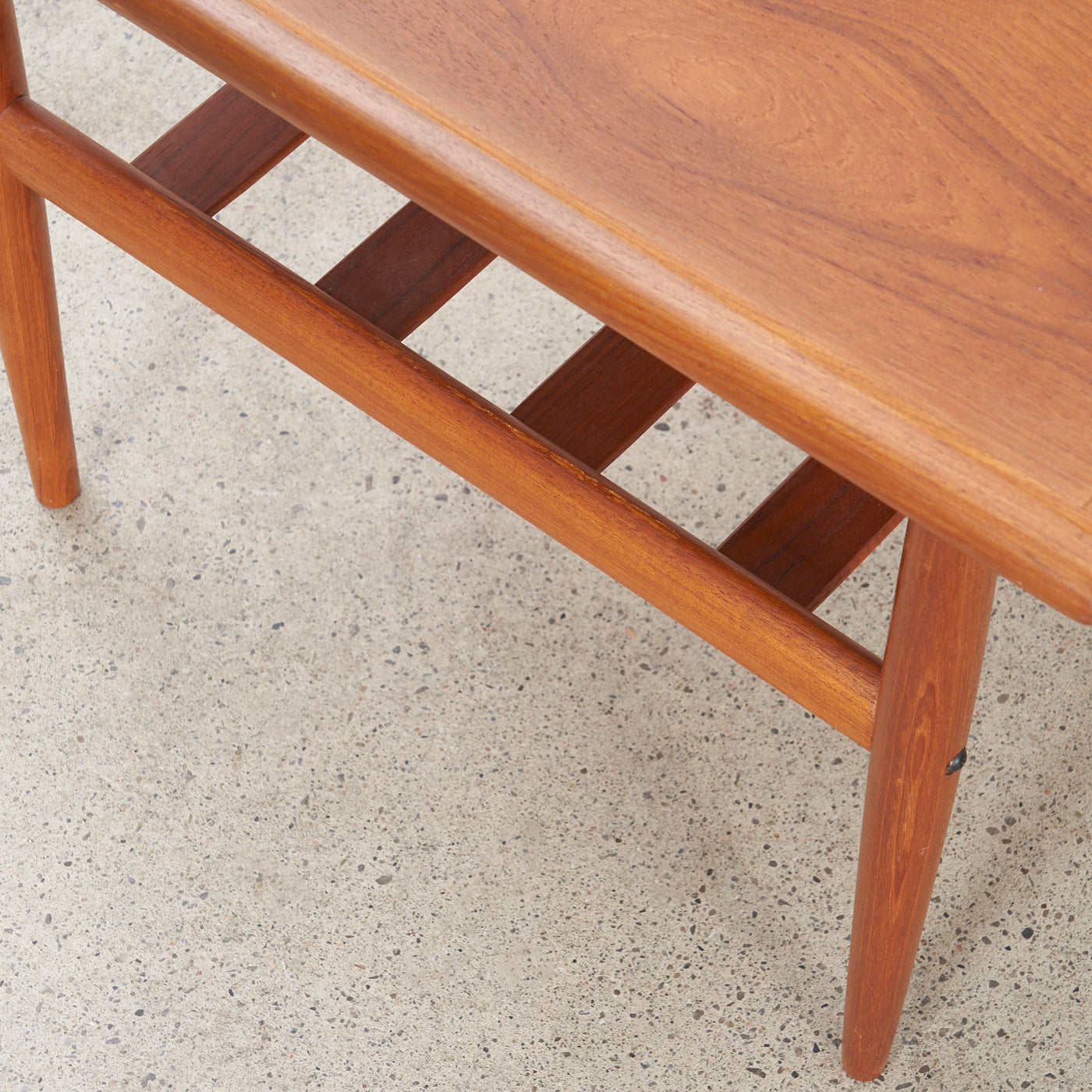 Teak Side Table w/ Slatted Shelf