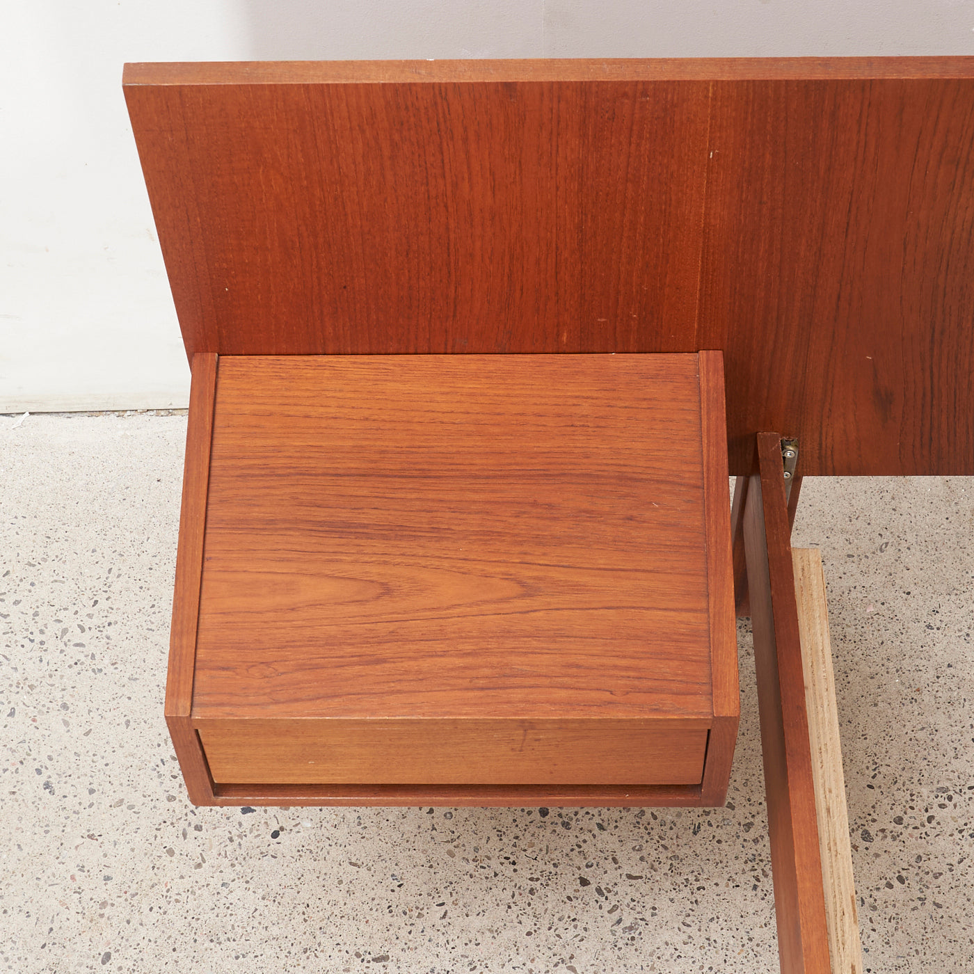 Teak Bed w/ Floating Nightstands