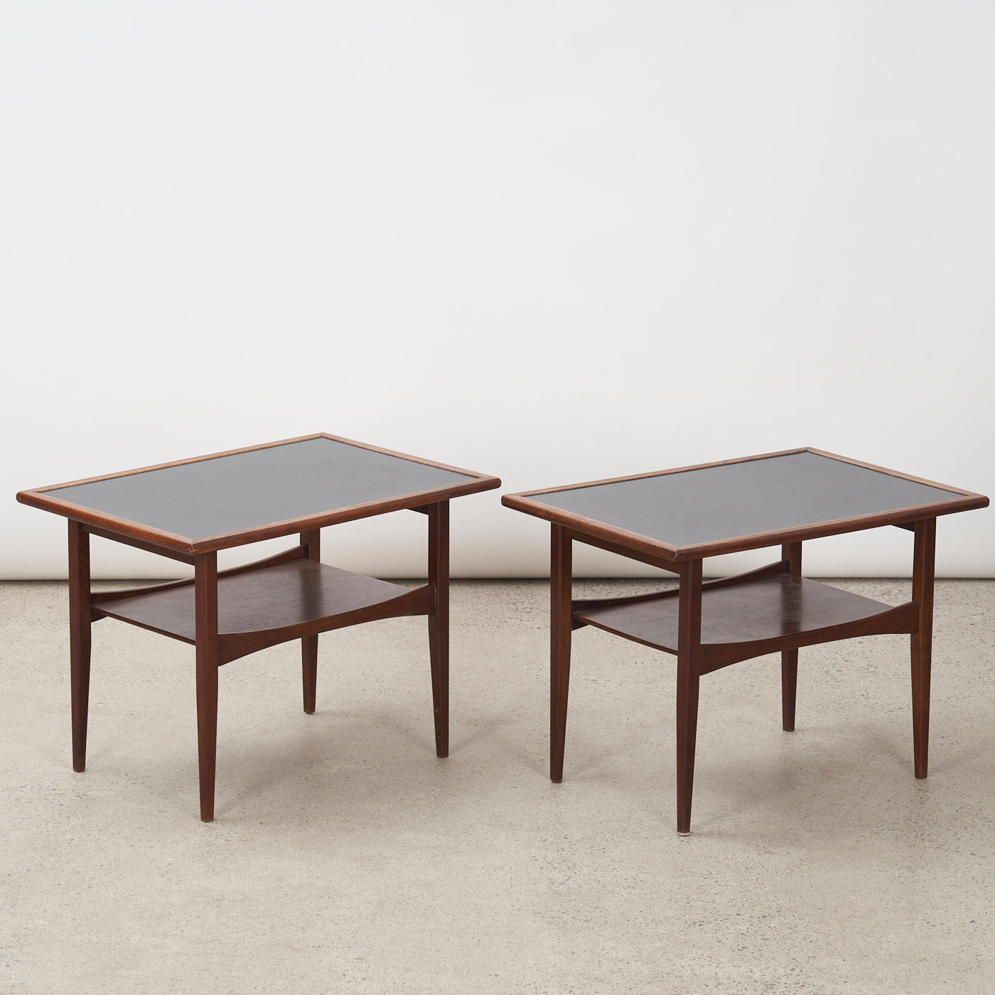 Pair of Laminate Top Walnut Side Tables