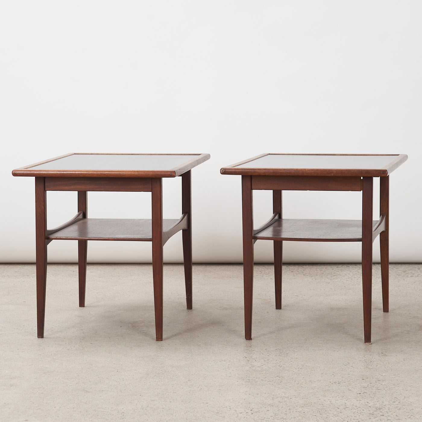 Pair of Laminate Top Walnut Side Tables