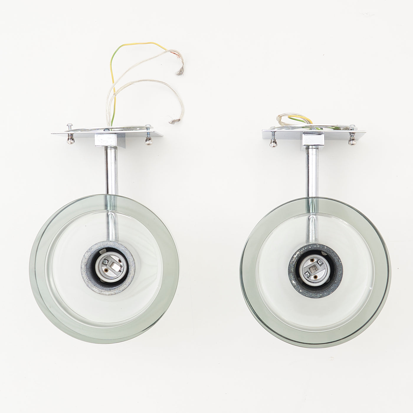 Pair of Chrome & Glass Wall Sconces by Flavio Poli for Seguso, Italy