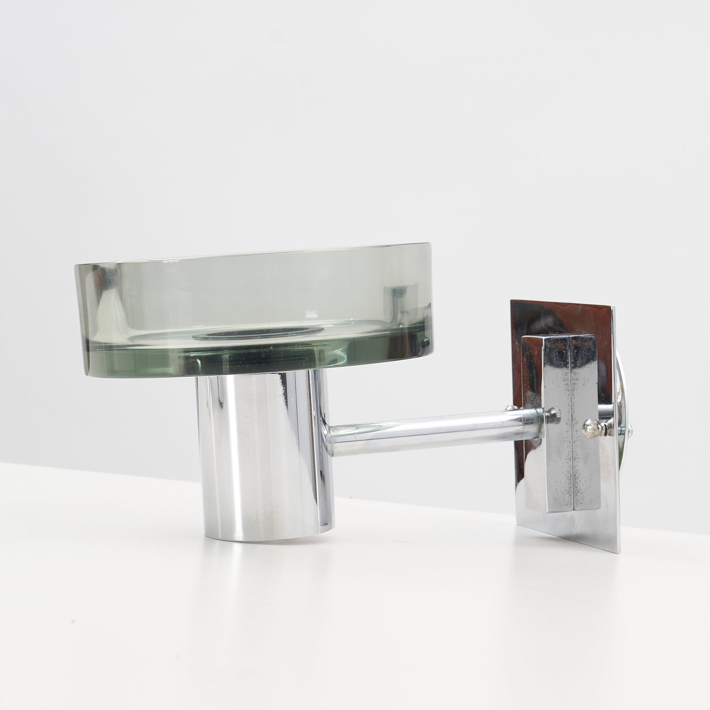 Pair of Chrome & Glass Wall Sconces by Flavio Poli for Seguso, Italy