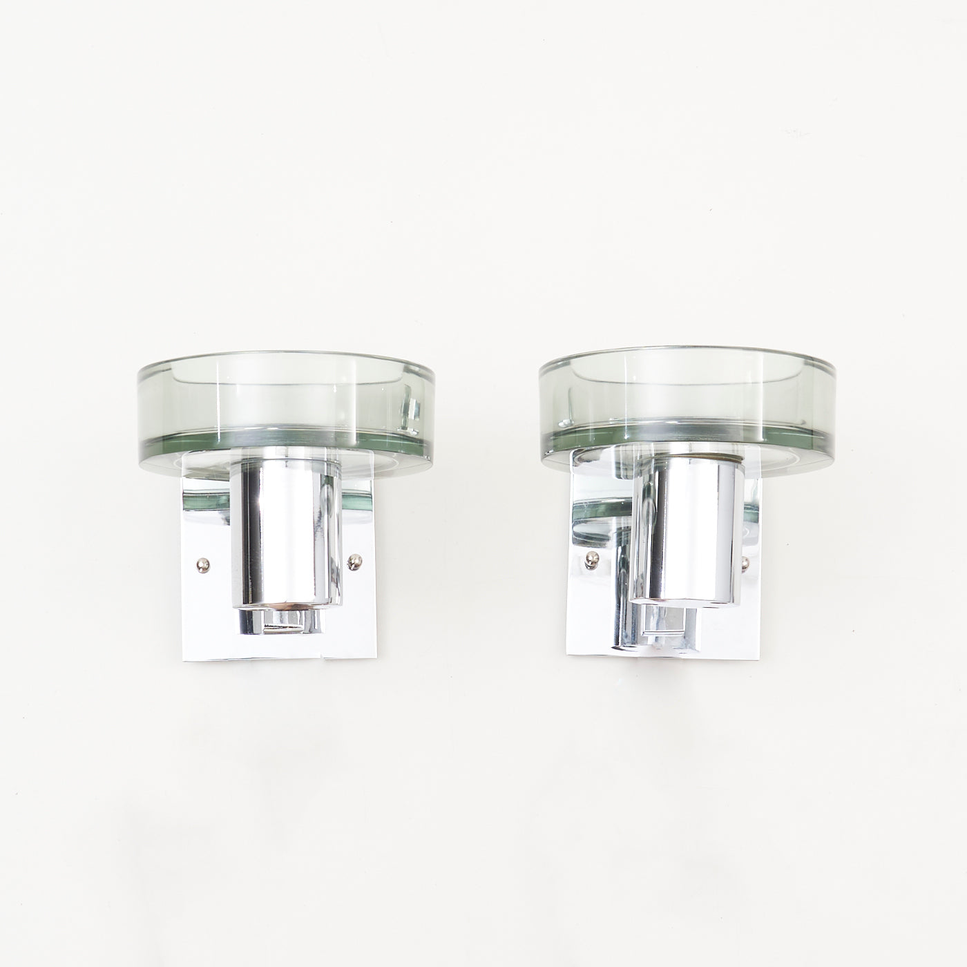 Pair of Chrome & Glass Wall Sconces by Flavio Poli for Seguso, Italy