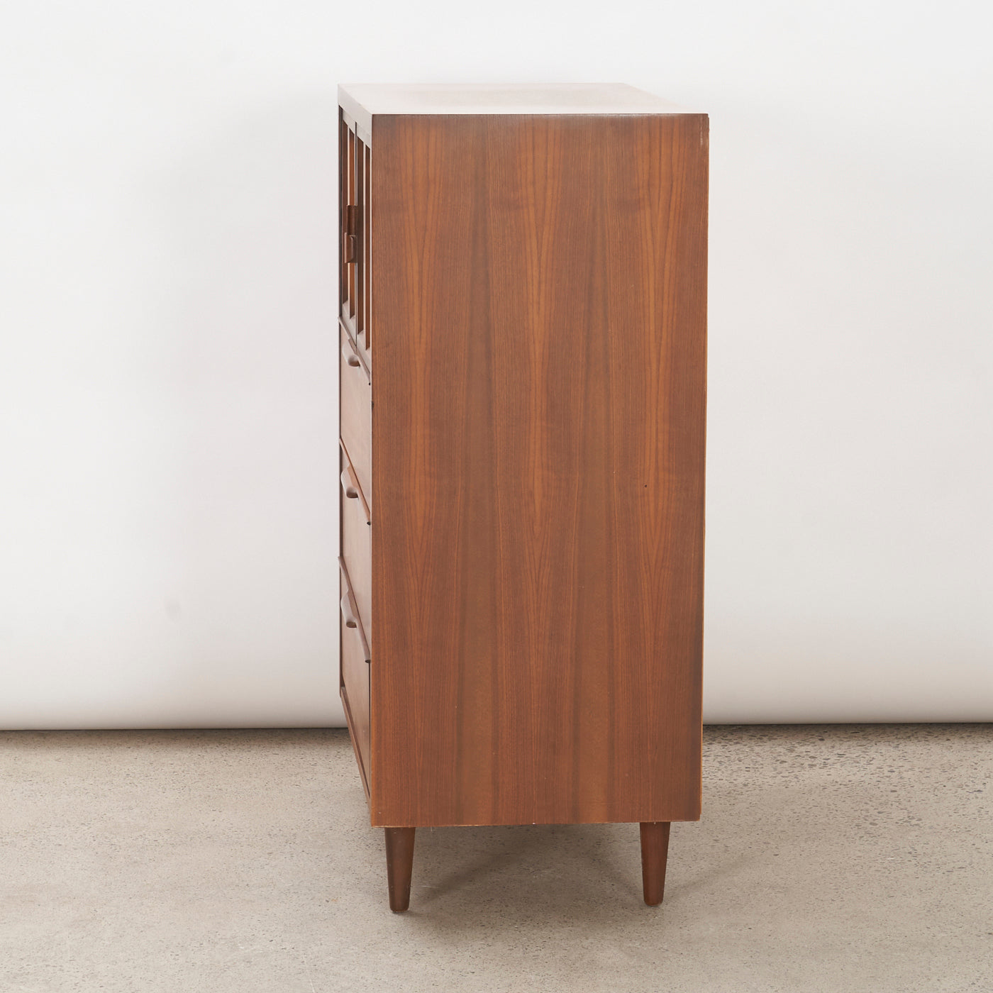 Walnut 4-Drawer Dresser w/ Cabinet