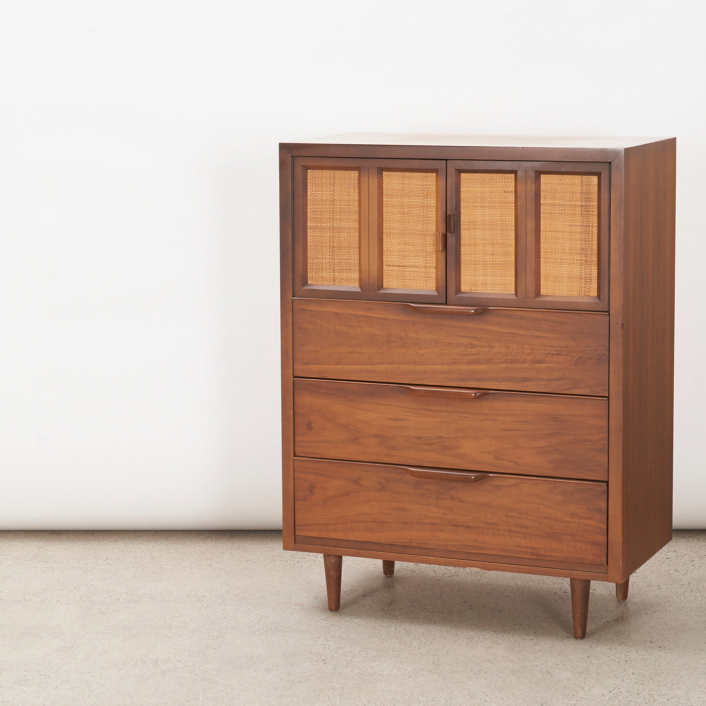 Walnut 4-Drawer Dresser w/ Cabinet