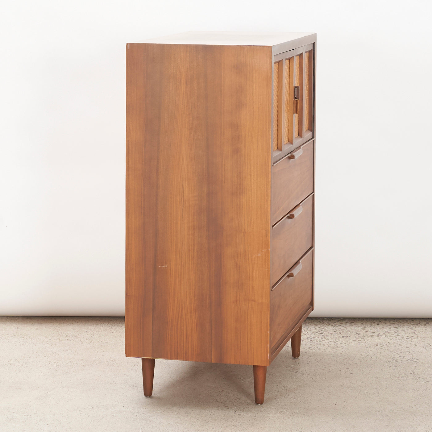 Walnut 4-Drawer Dresser w/ Cabinet