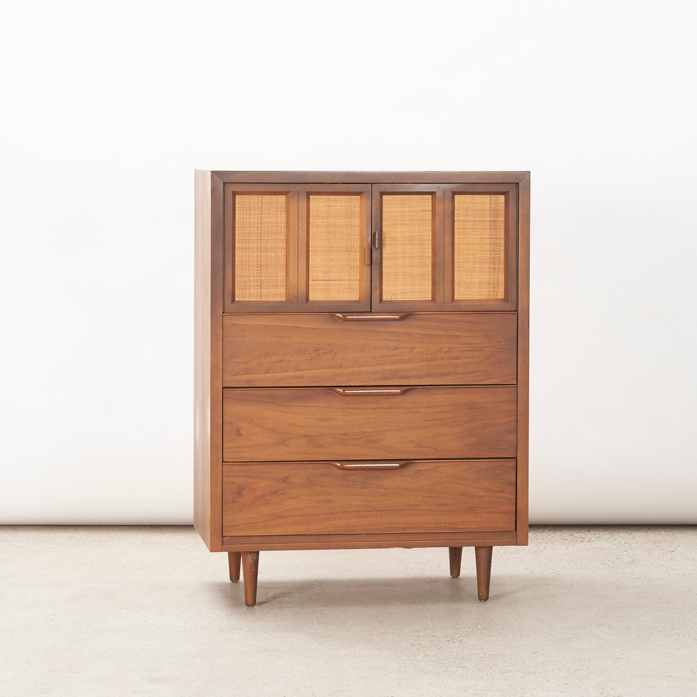 Walnut 4-Drawer Dresser w/ Cabinet
