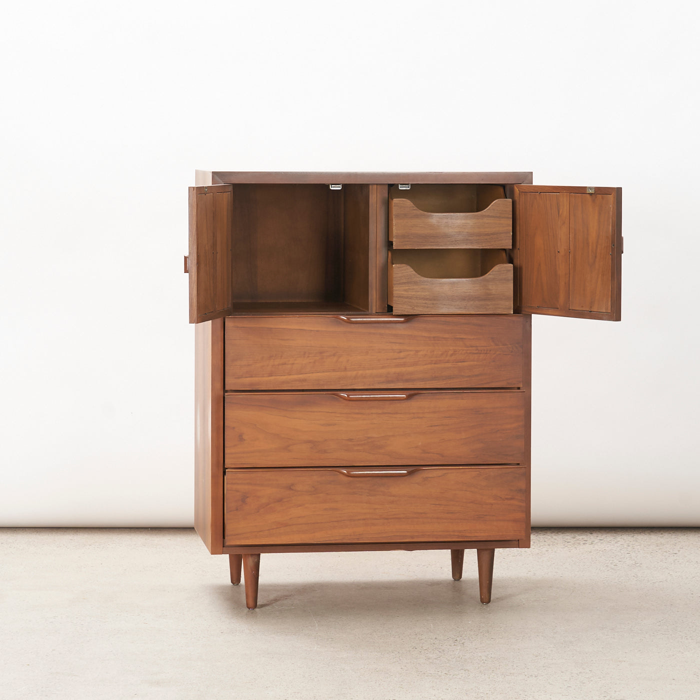 Walnut 4-Drawer Dresser w/ Cabinet