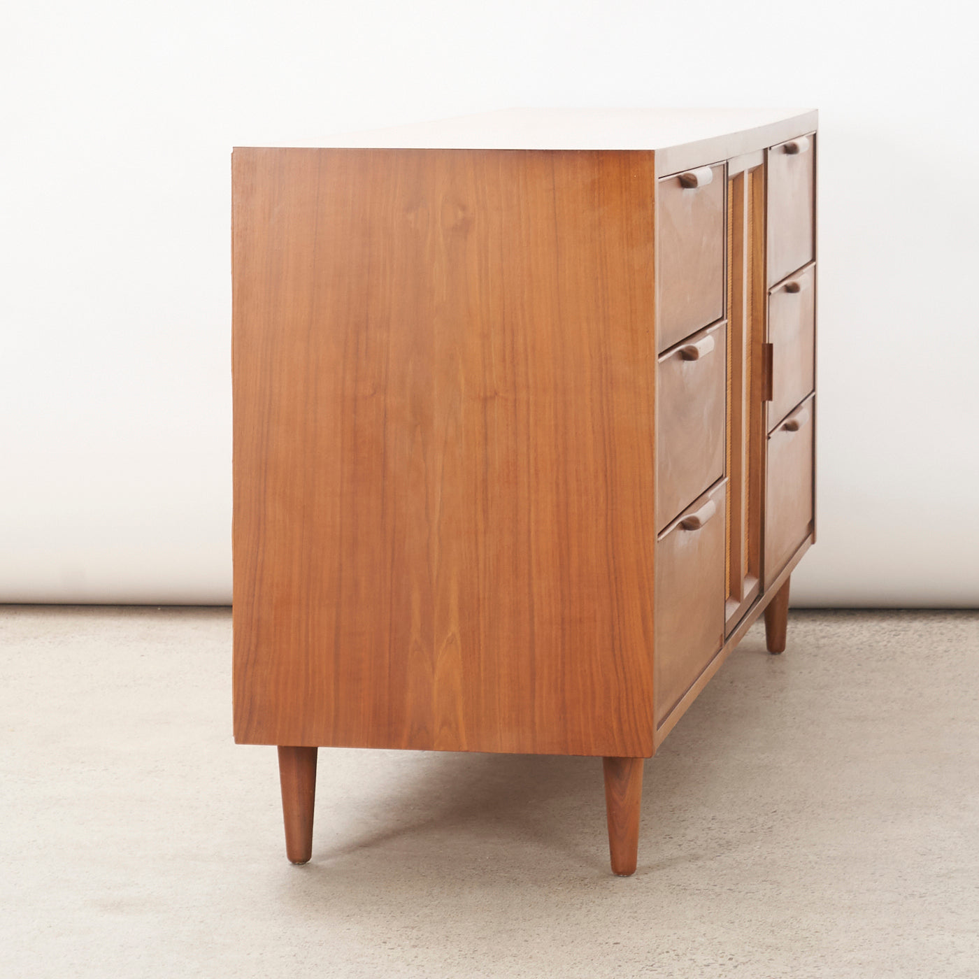 Walnut 6-Drawer Dresser w/ Cabinet