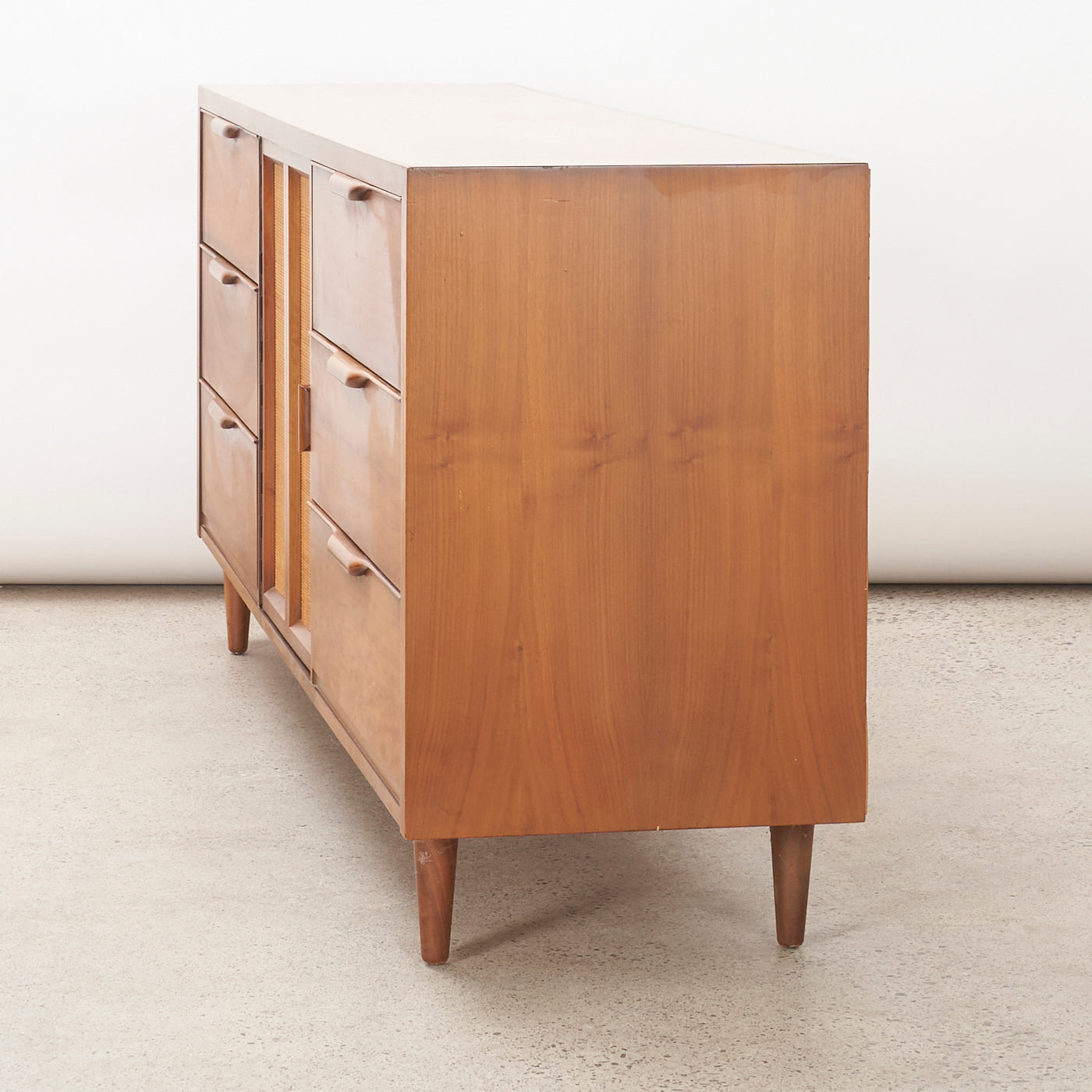 Walnut 6-Drawer Dresser w/ Cabinet
