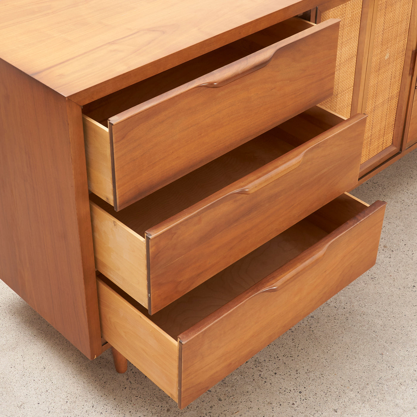 Walnut 6-Drawer Dresser w/ Cabinet
