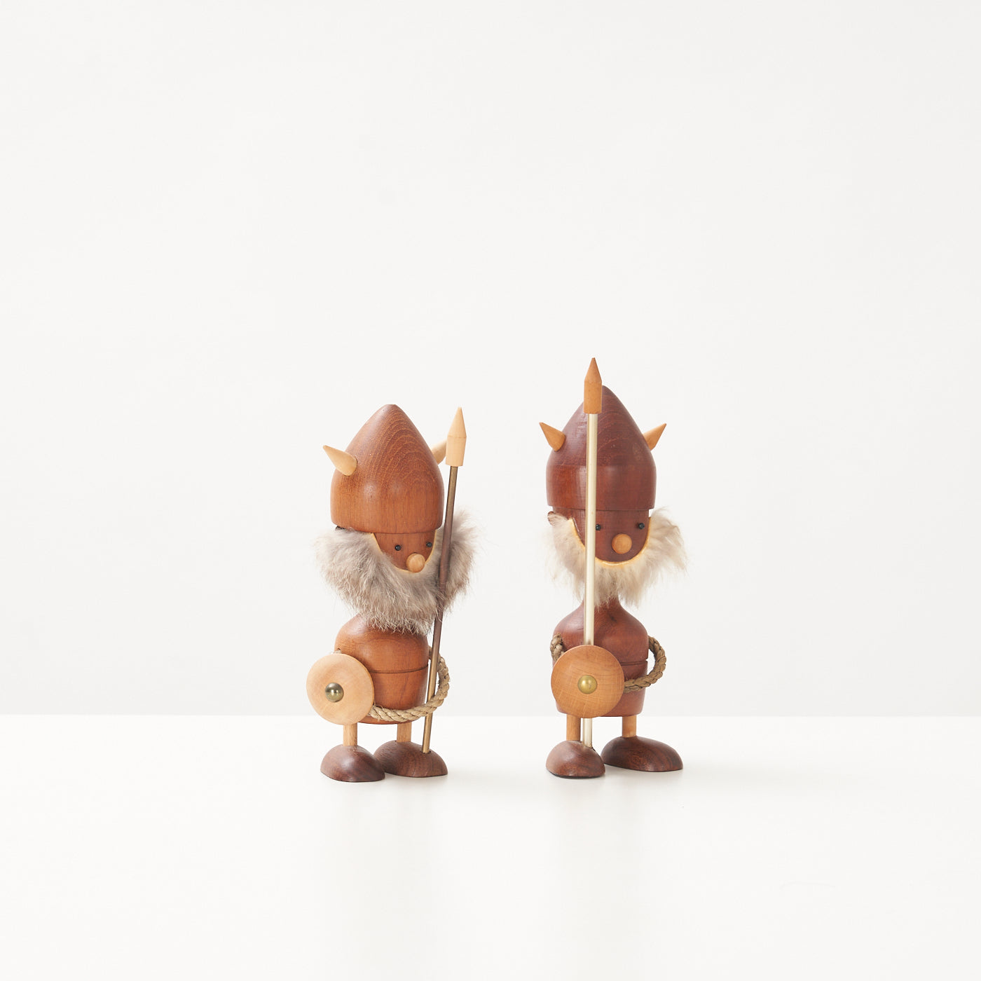 Pair of Teak Viking Figurines