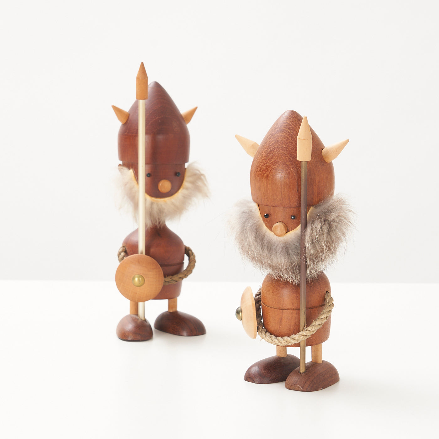 Pair of Teak Viking Figurines