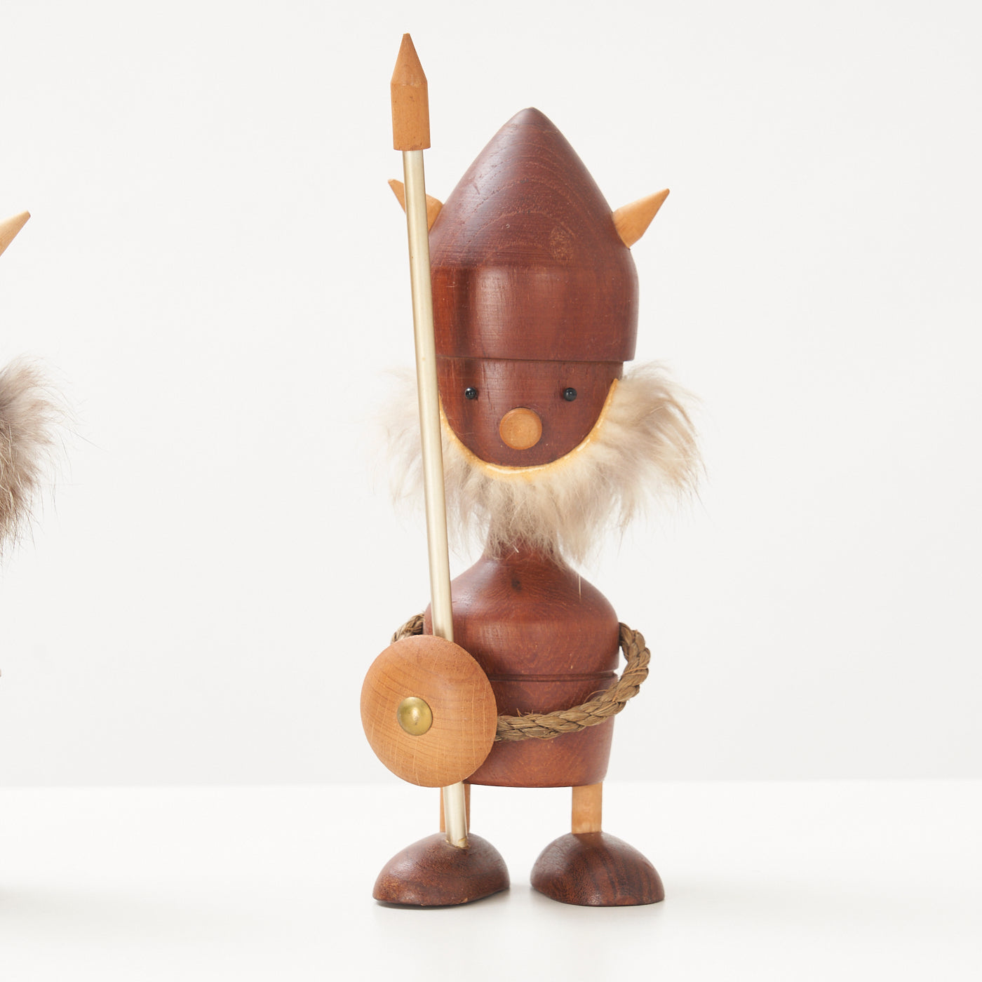 Pair of Teak Viking Figurines