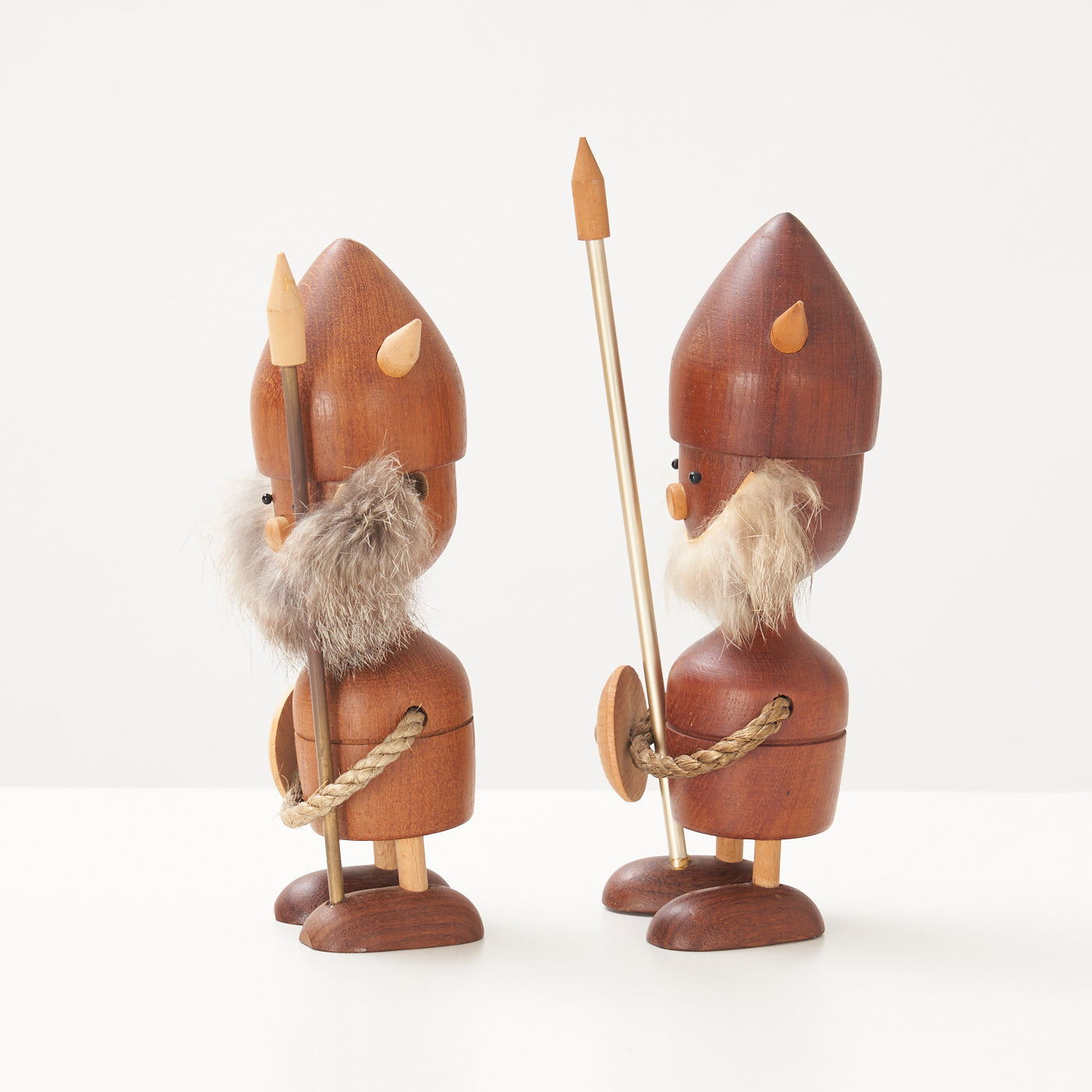 Pair of Teak Viking Figurines