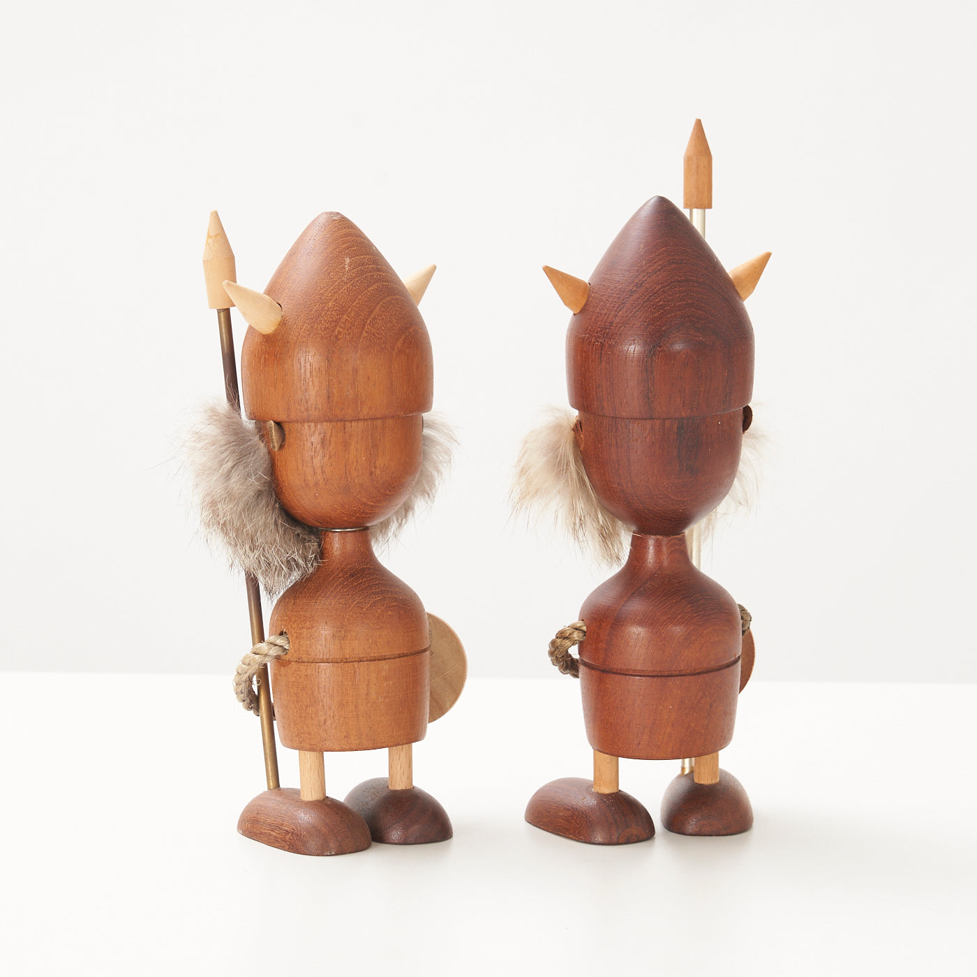 Pair of Teak Viking Figurines