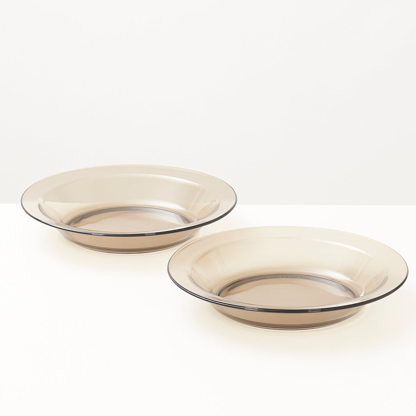 Pair of Smoked Glass Serving Plates by Arcoroc