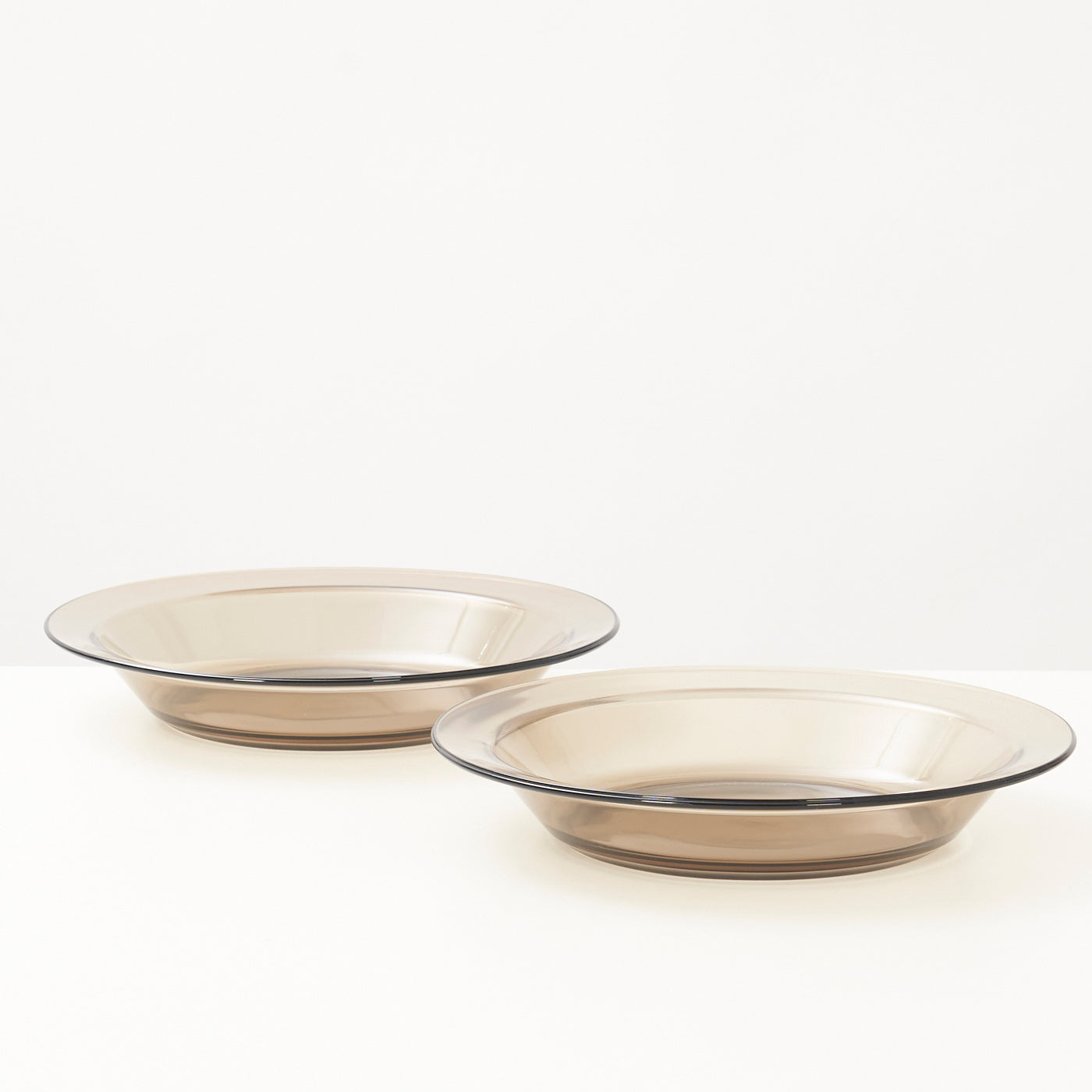 Pair of Smoked Glass Serving Plates by Arcoroc