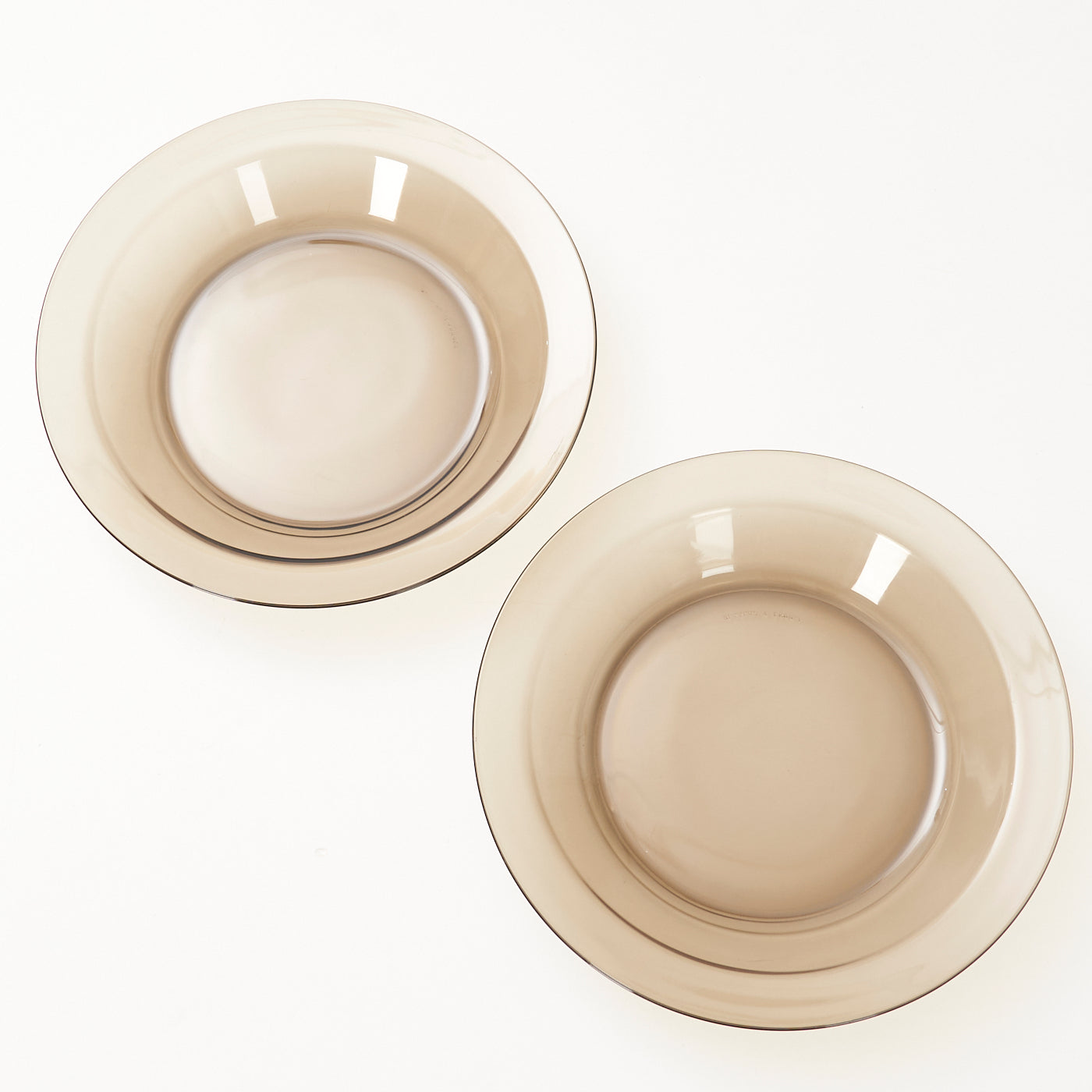 Pair of Smoked Glass Serving Plates by Arcoroc