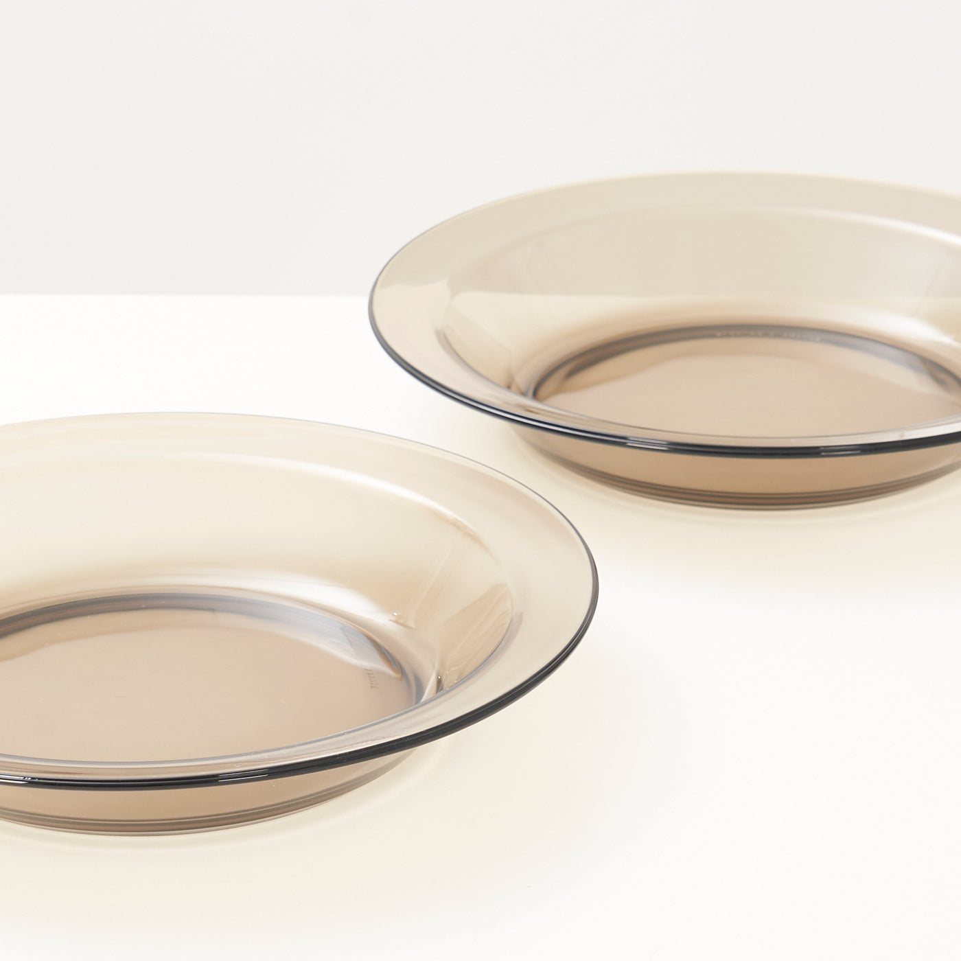 Pair of Smoked Glass Serving Plates by Arcoroc