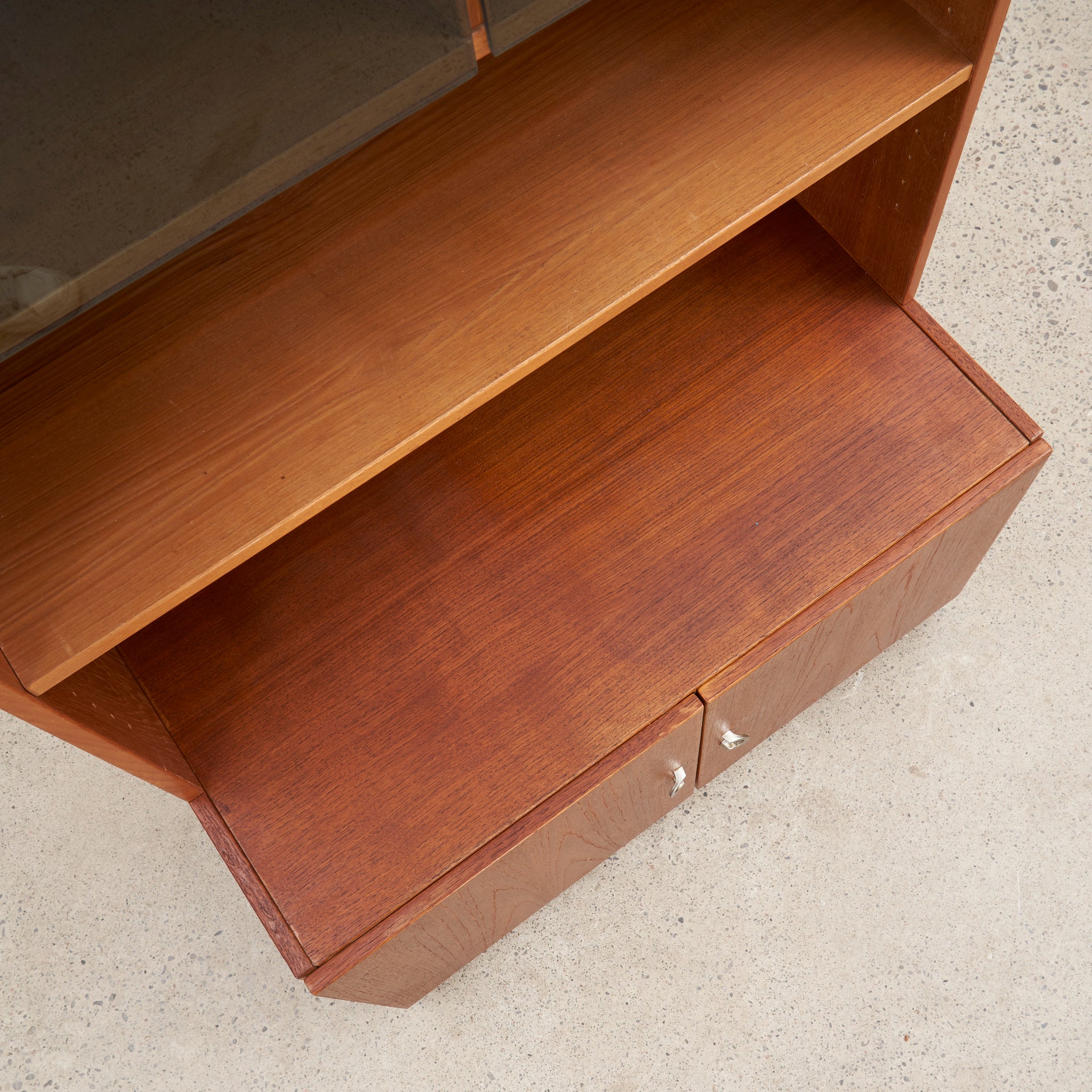 Teak Bookcase with Glass Doors