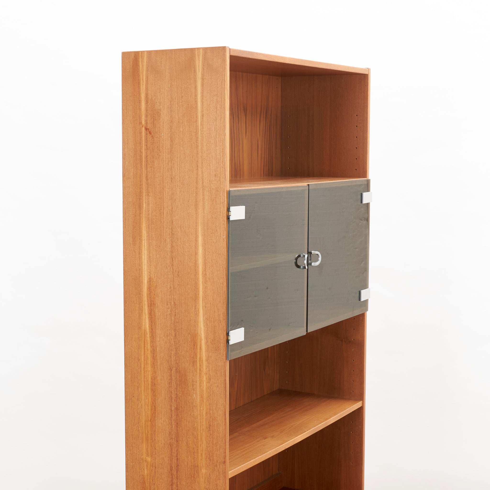 Teak Bookcase with Glass Doors