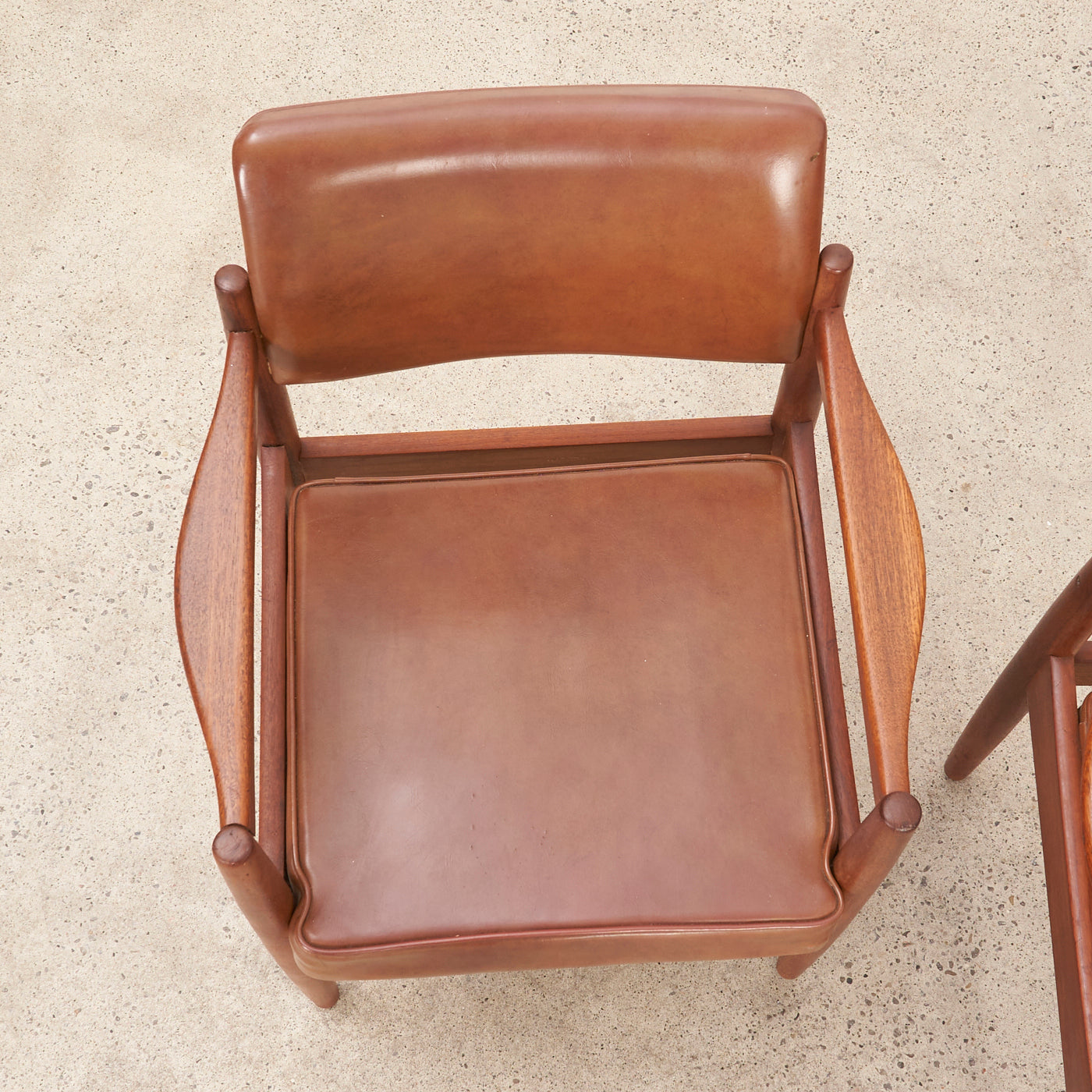 Pair of Teak & Vinyl Arm Chairs