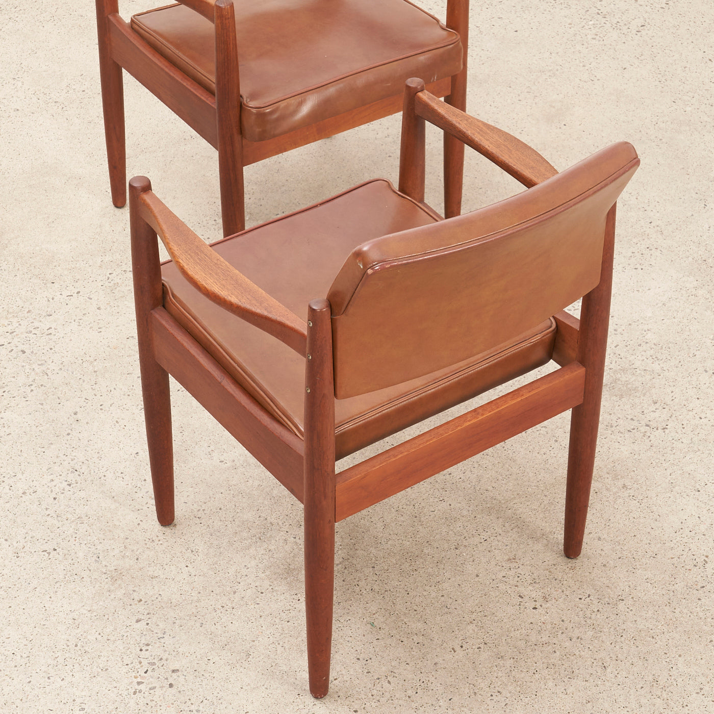 Pair of Teak & Vinyl Arm Chairs