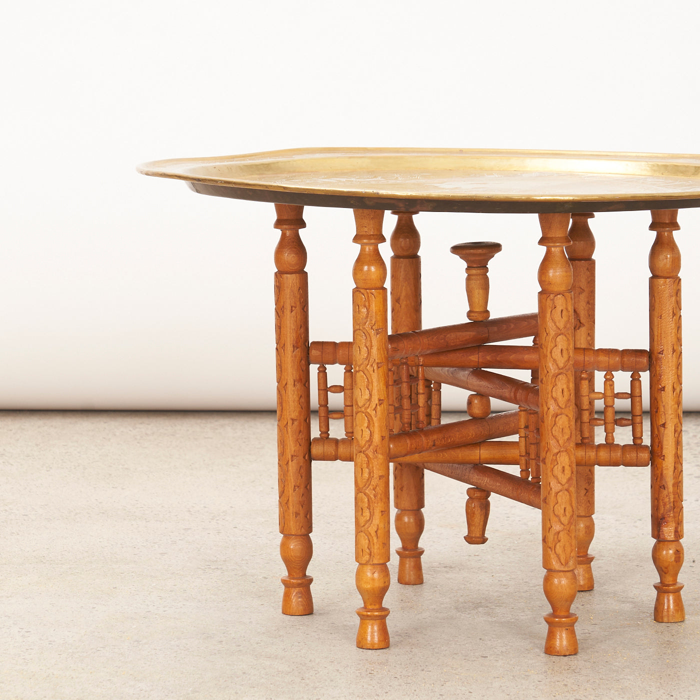 Vintage Brass Top Side Table
