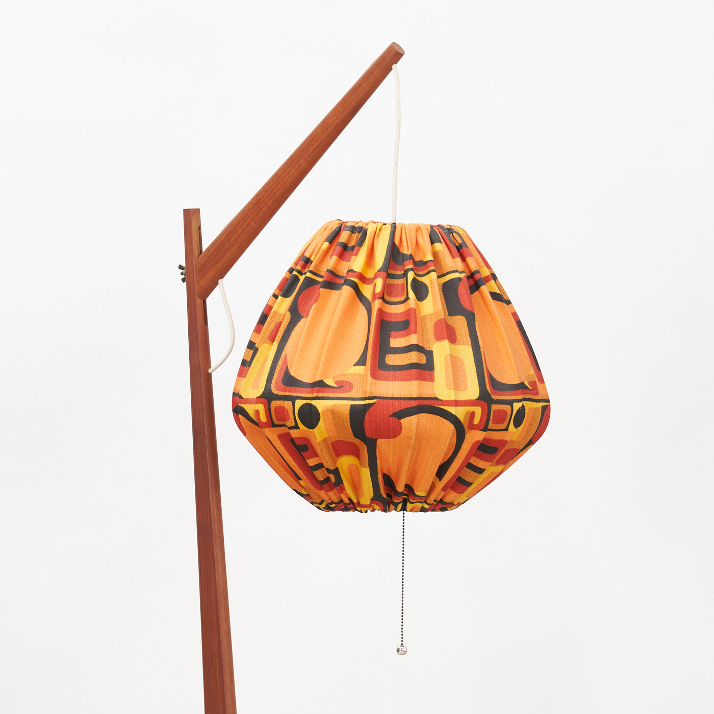 Teak Floor Lamp w/ Fabric Shade