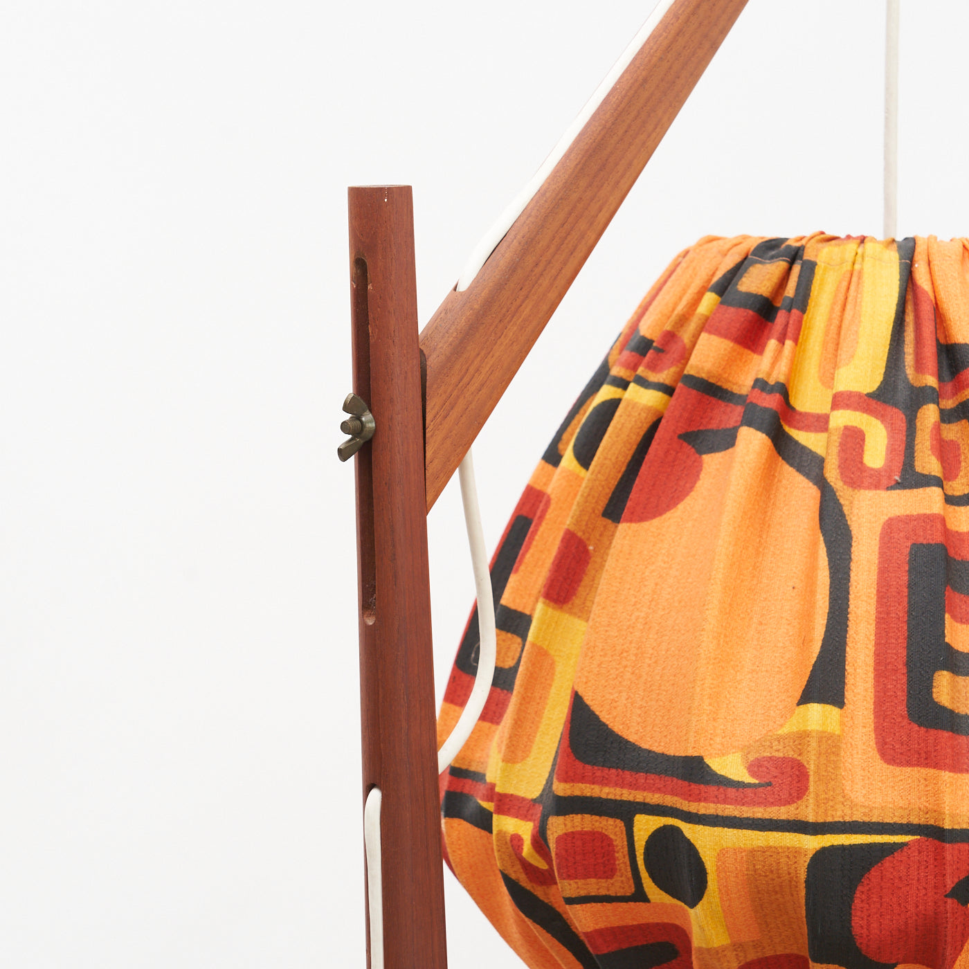 Teak Floor Lamp w/ Fabric Shade