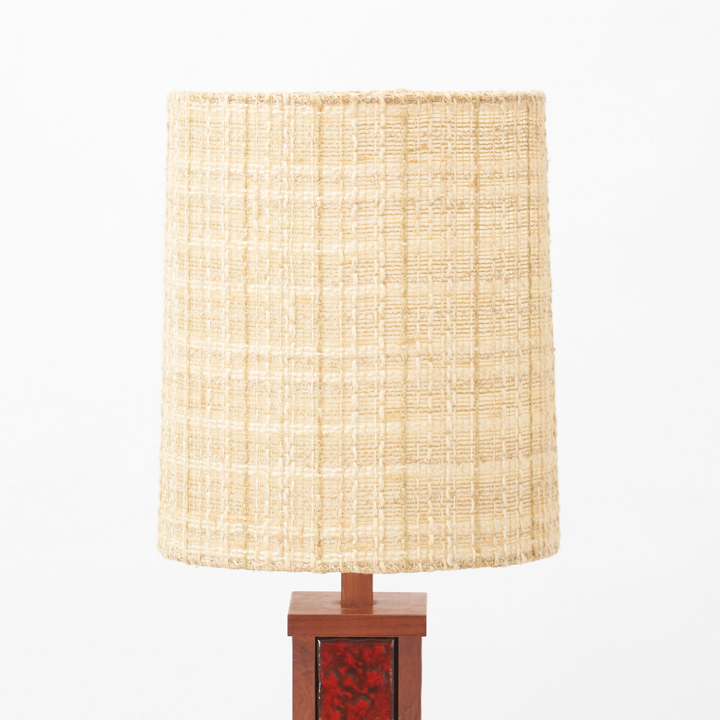 Teak Table Lamp w/ Ceramic Inlay