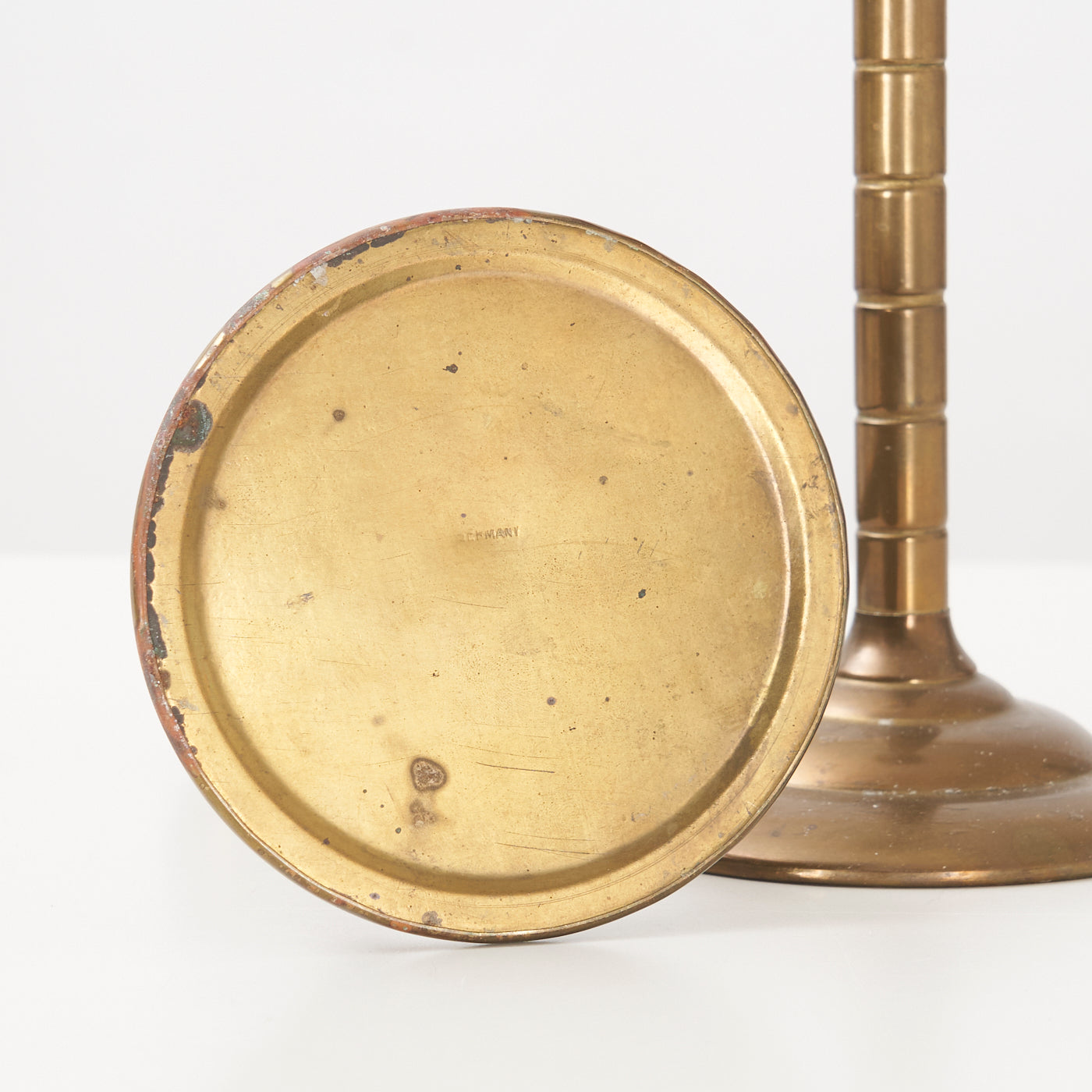 Pair of Brass-Toned Candlesticks, Germany