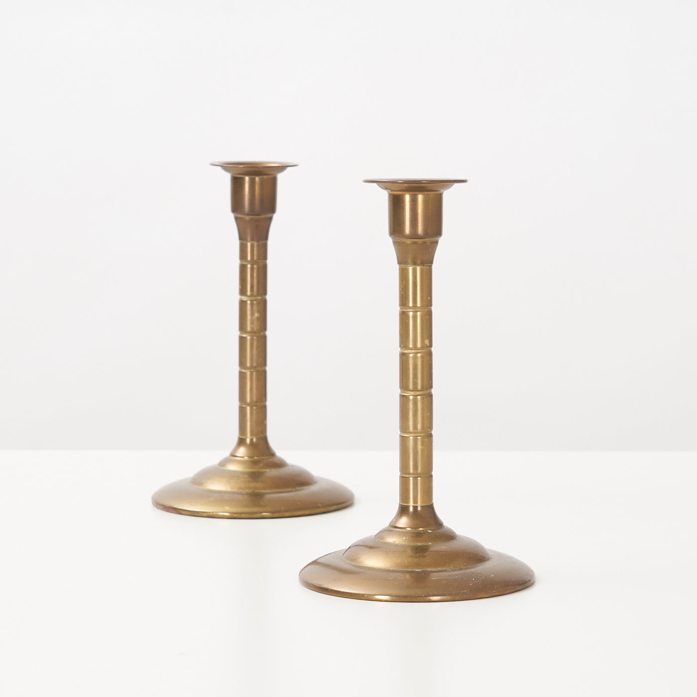 Pair of Brass-Toned Candlesticks, Germany