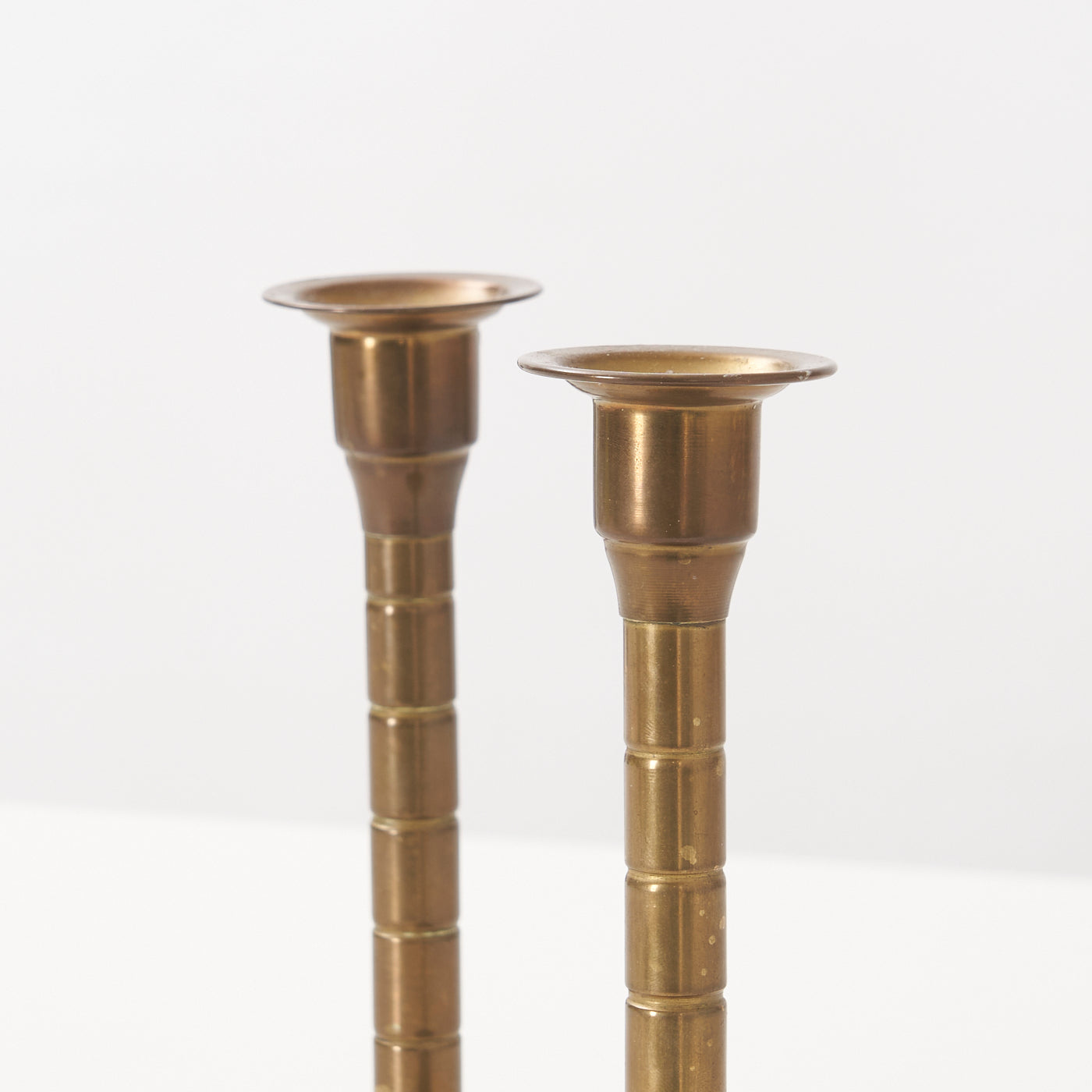 Pair of Brass-Toned Candlesticks, Germany