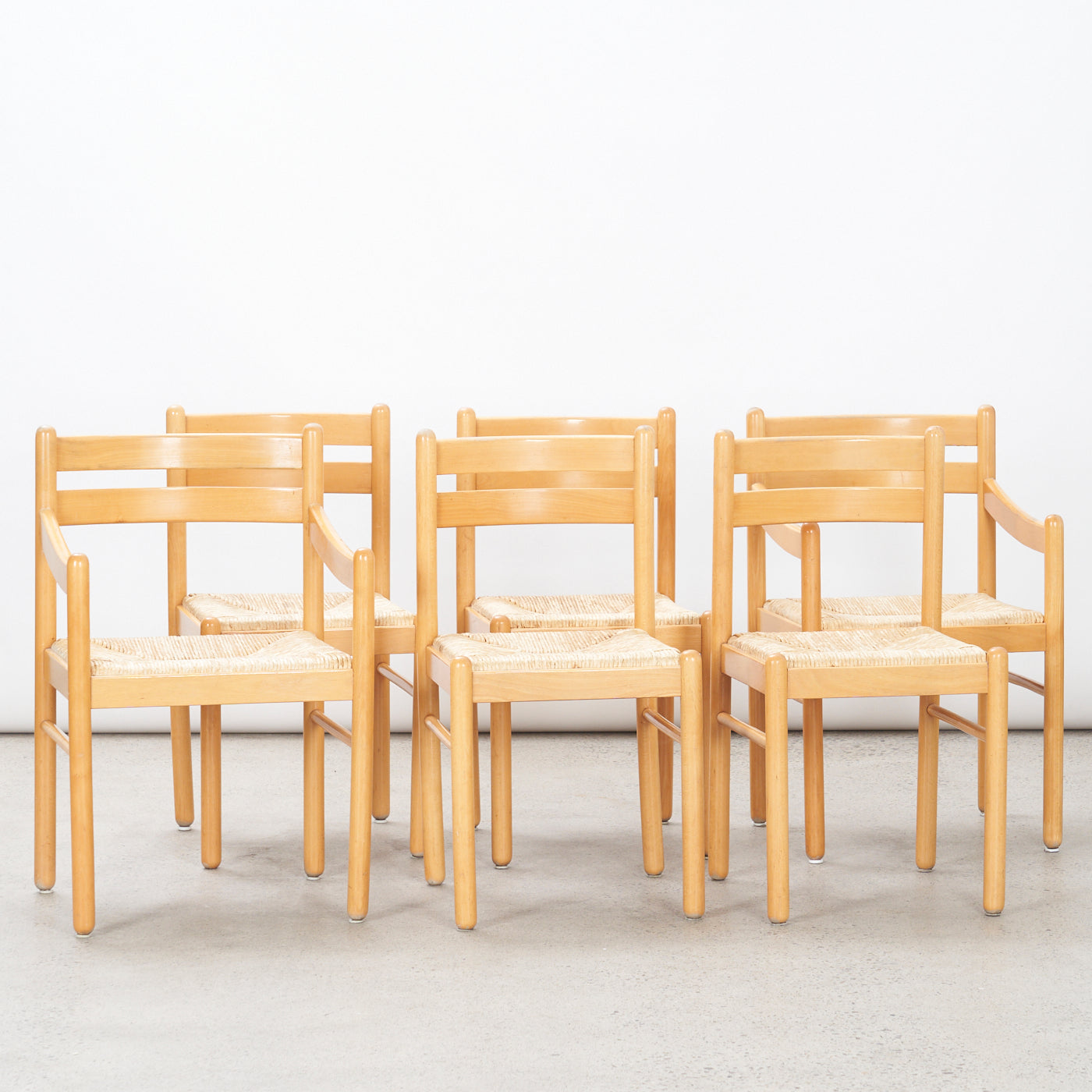 Set of 6 Birch Rush Chairs, Italy