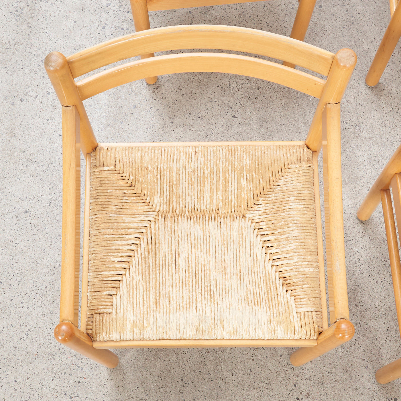 Set of 6 Birch Rush Chairs, Italy