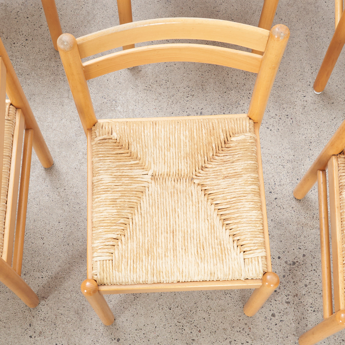 Set of 6 Birch Rush Chairs, Italy