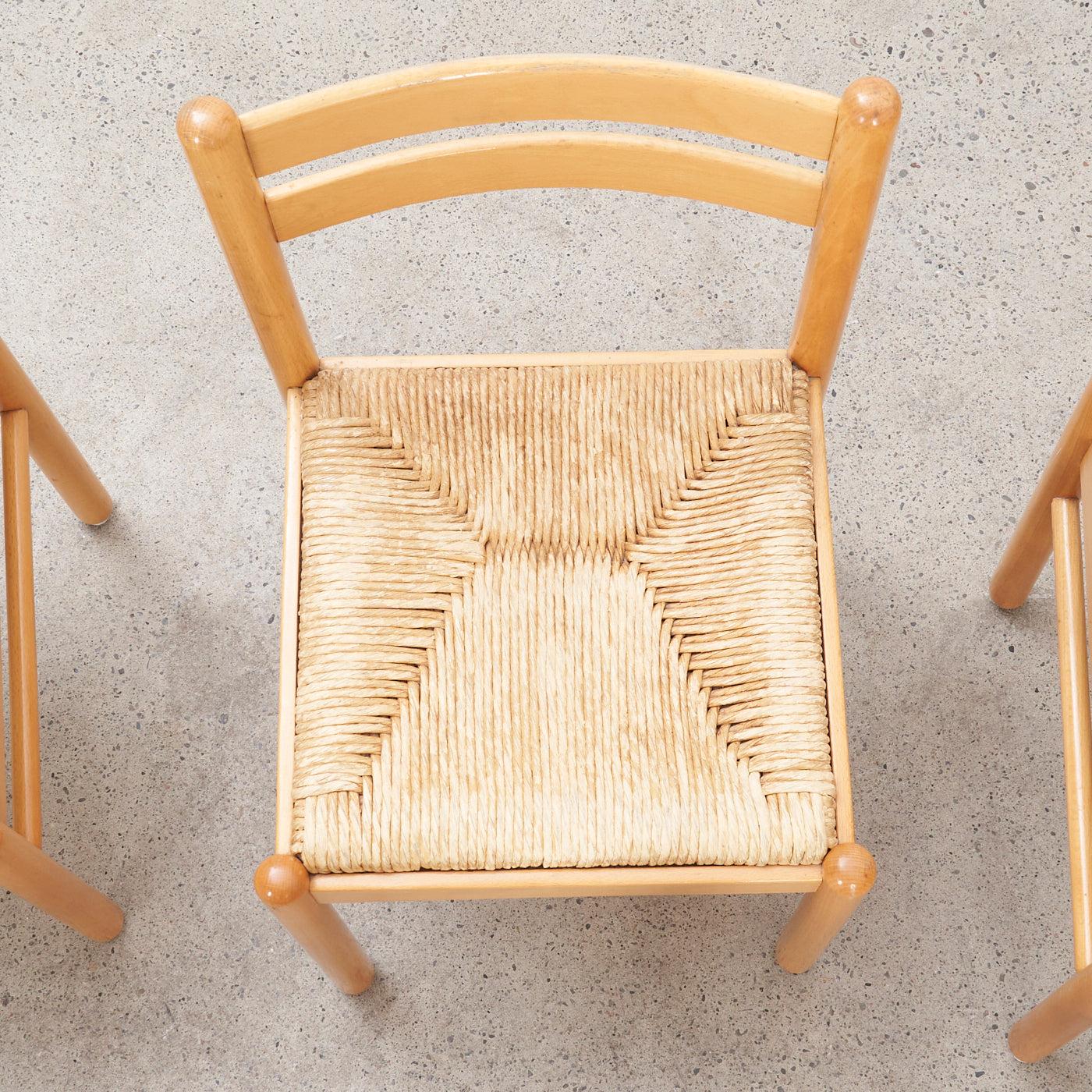 Set of 6 Birch Rush Chairs, Italy