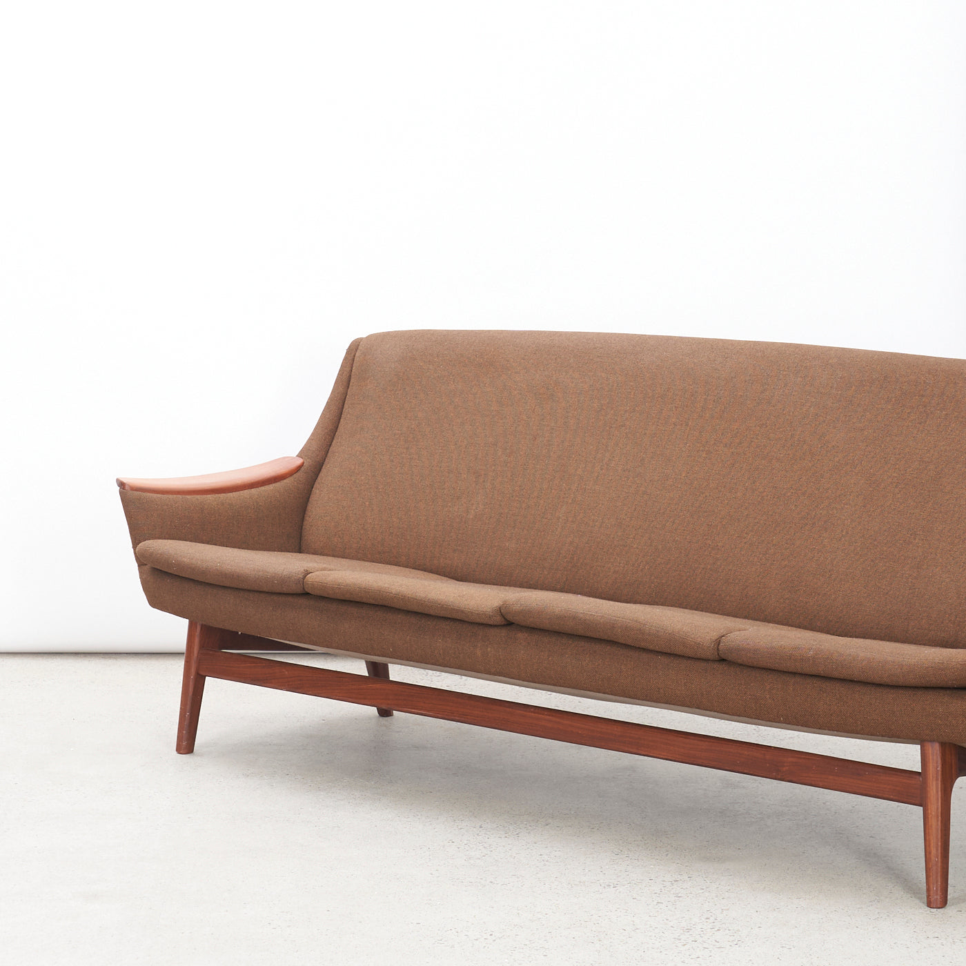 Upholstered Teak 4 Seater Sofa
